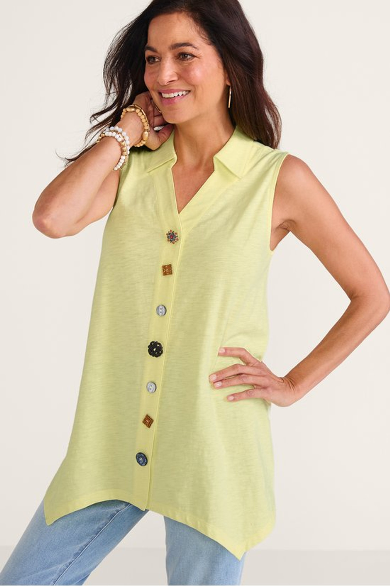 Danielle Button Sleeveless Tunic - Soft Surroundings Outlet