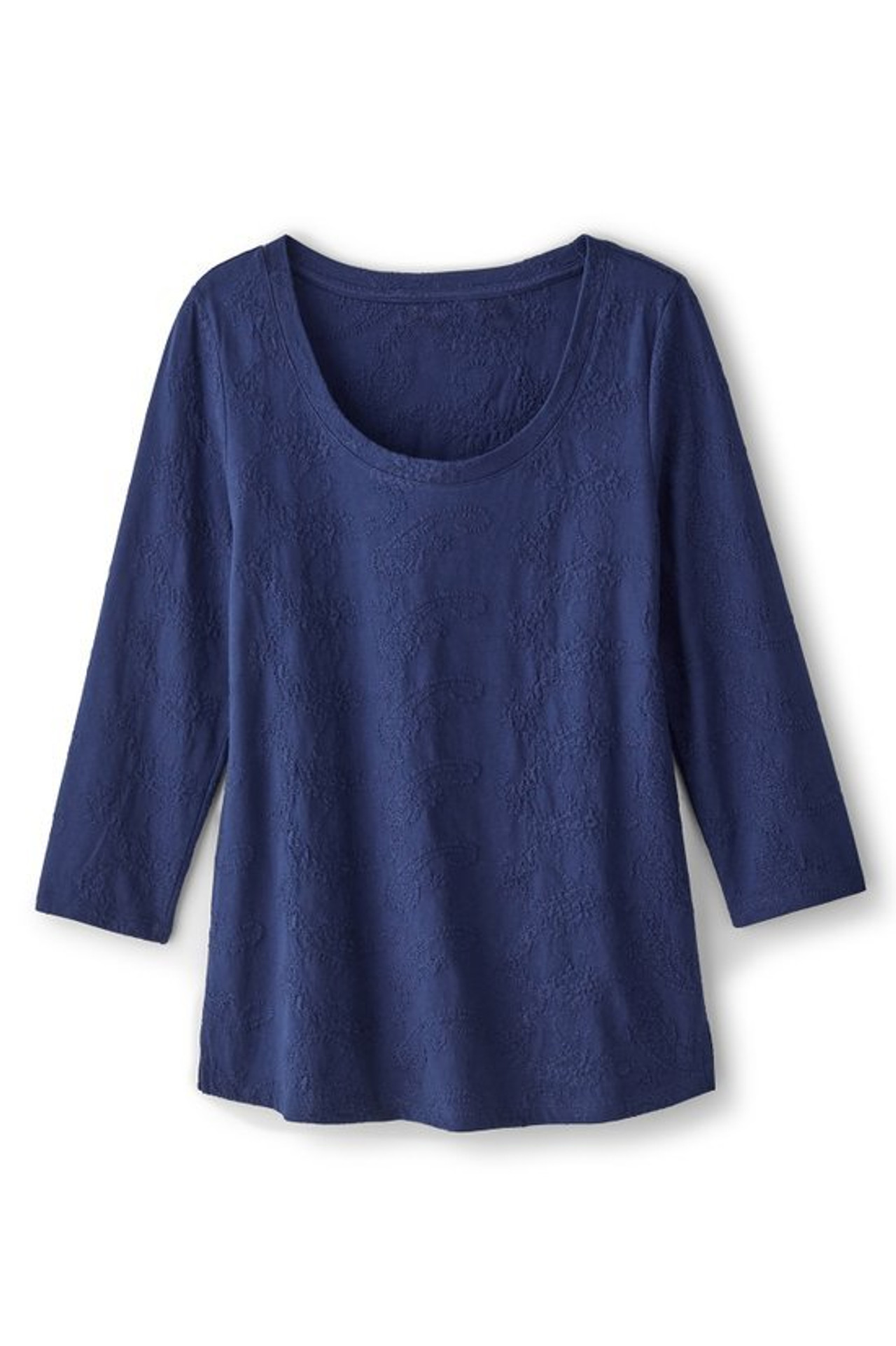 Linnea Embroidered 3/4 Sleeve Tee - Soft Surroundings Outlet
