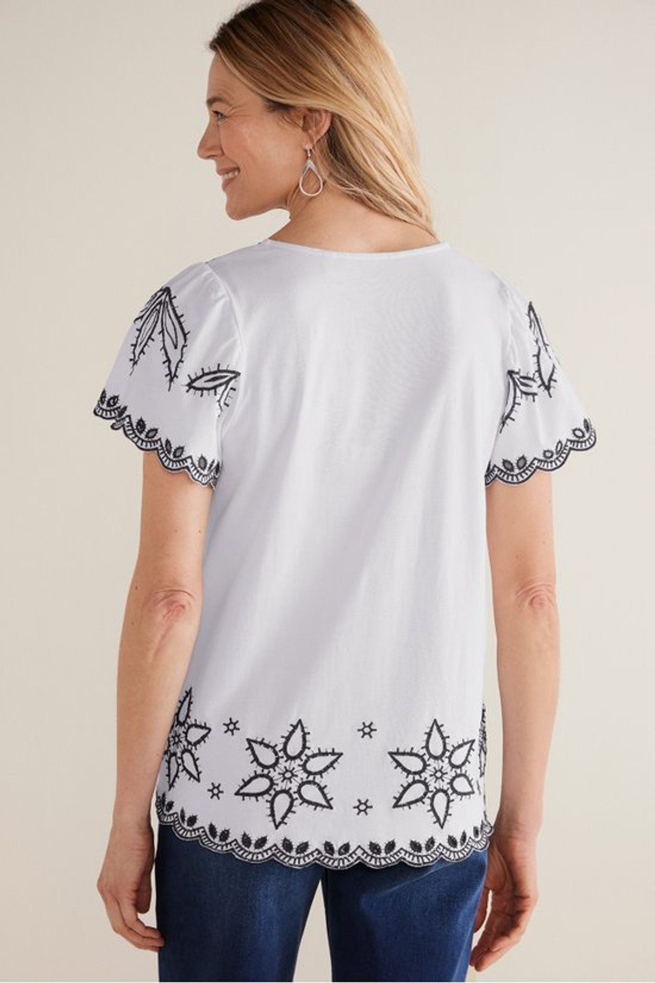 Teres Embroidered Tee - Soft Surroundings Outlet