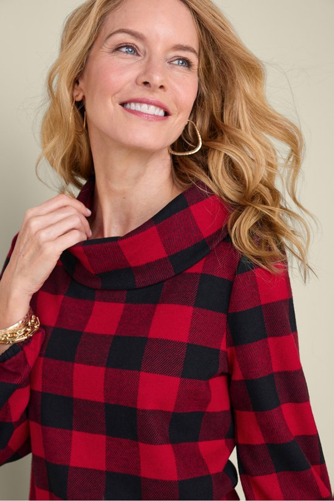 Plaid Perfection Cowl Neck Tunic - Soft Surroundings Outlet