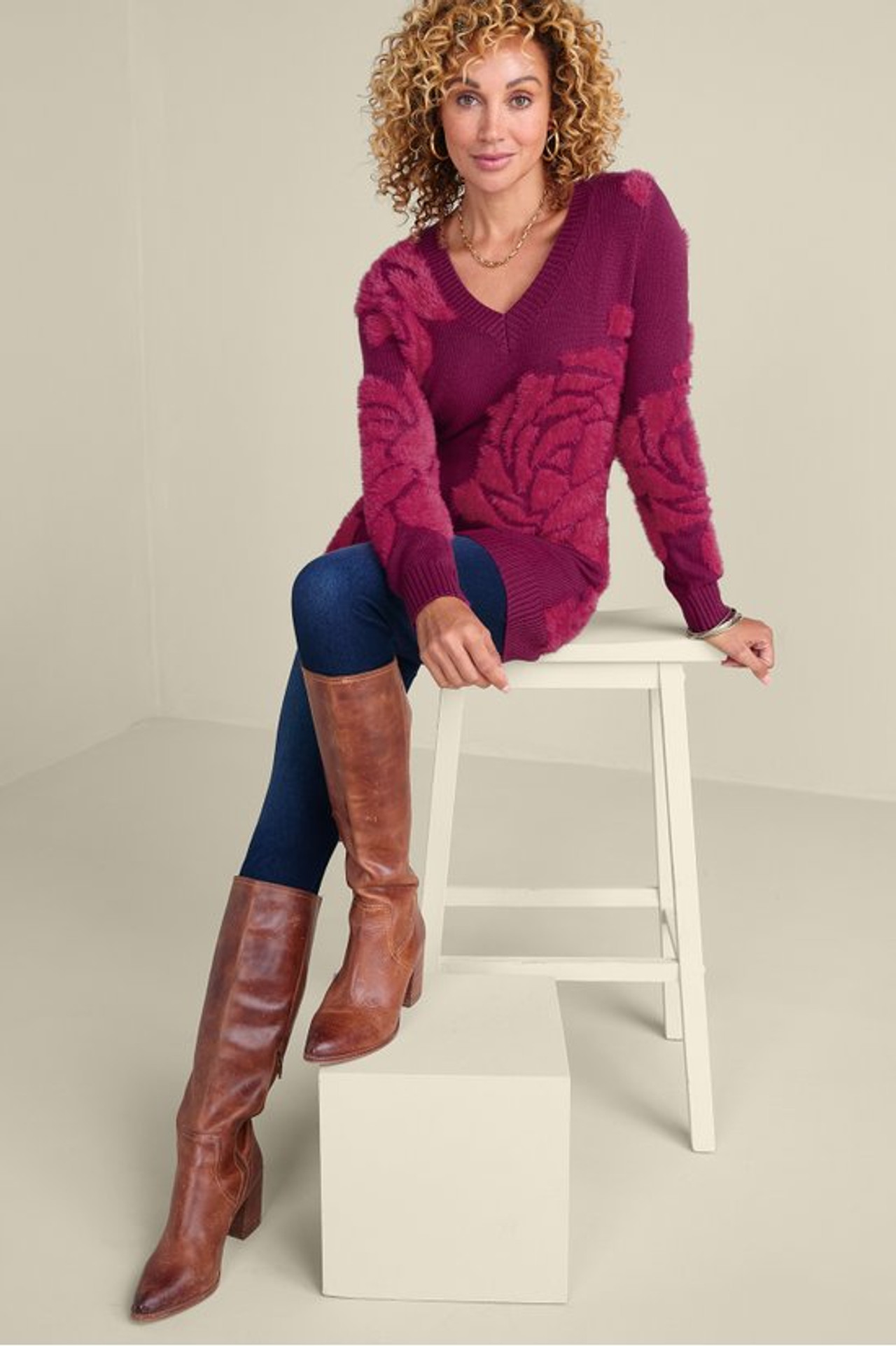 Isadora Eyelash Floral Sweater - Soft Surroundings Outlet