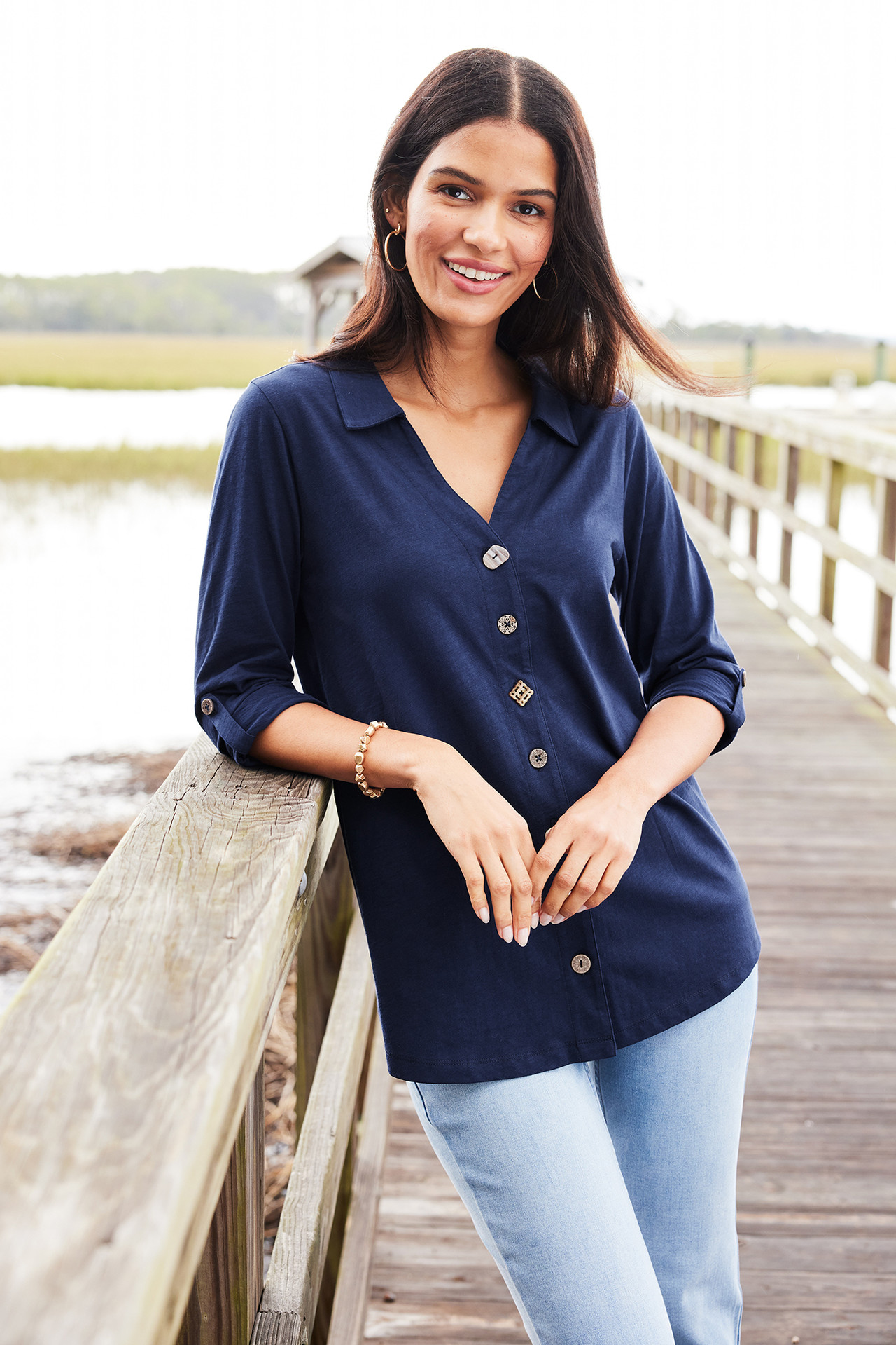 Danielle 3/4 Sleeve Tunic - Soft Surroundings Outlet