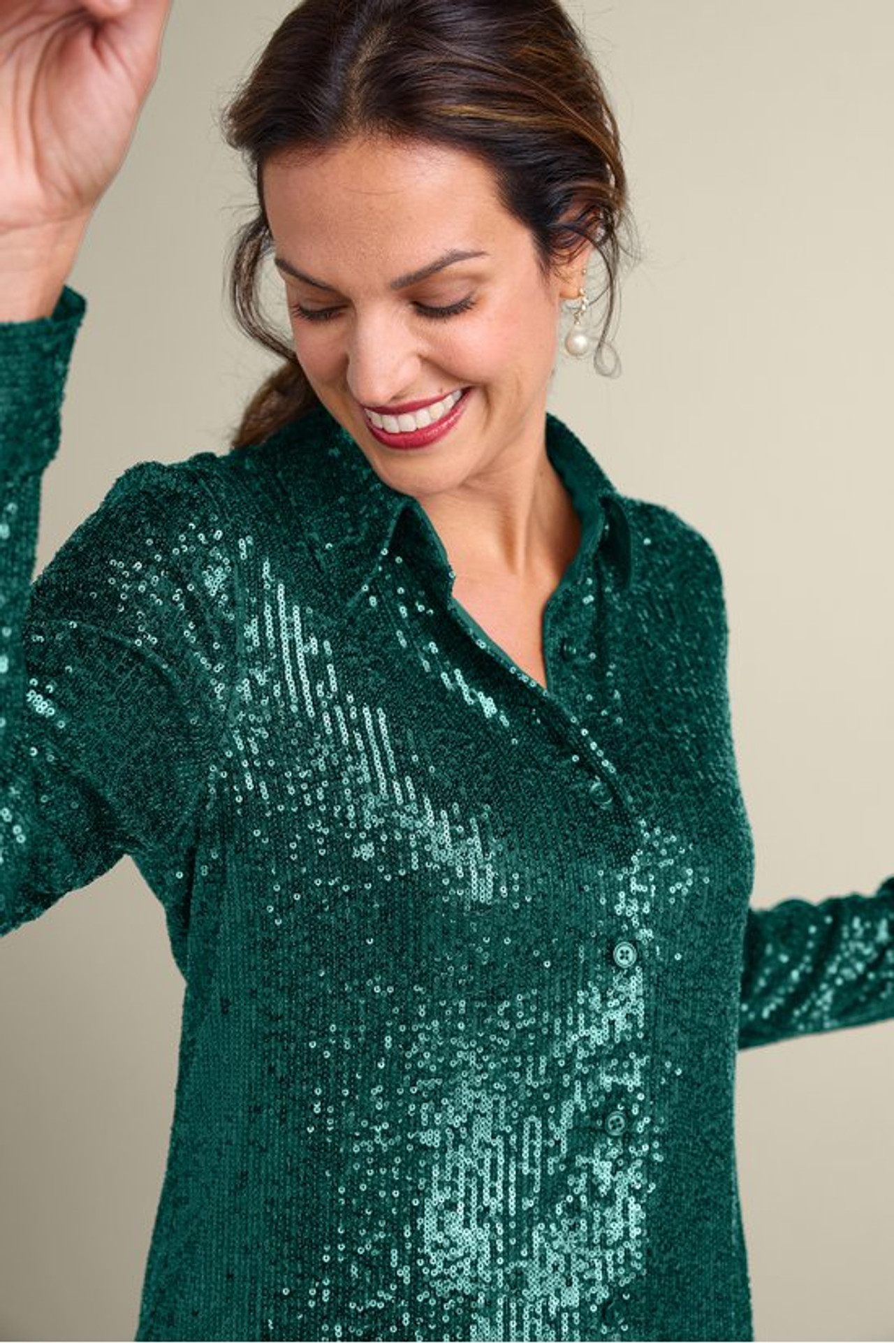 Sancerre Sequin Shirt - Soft Surroundings Outlet