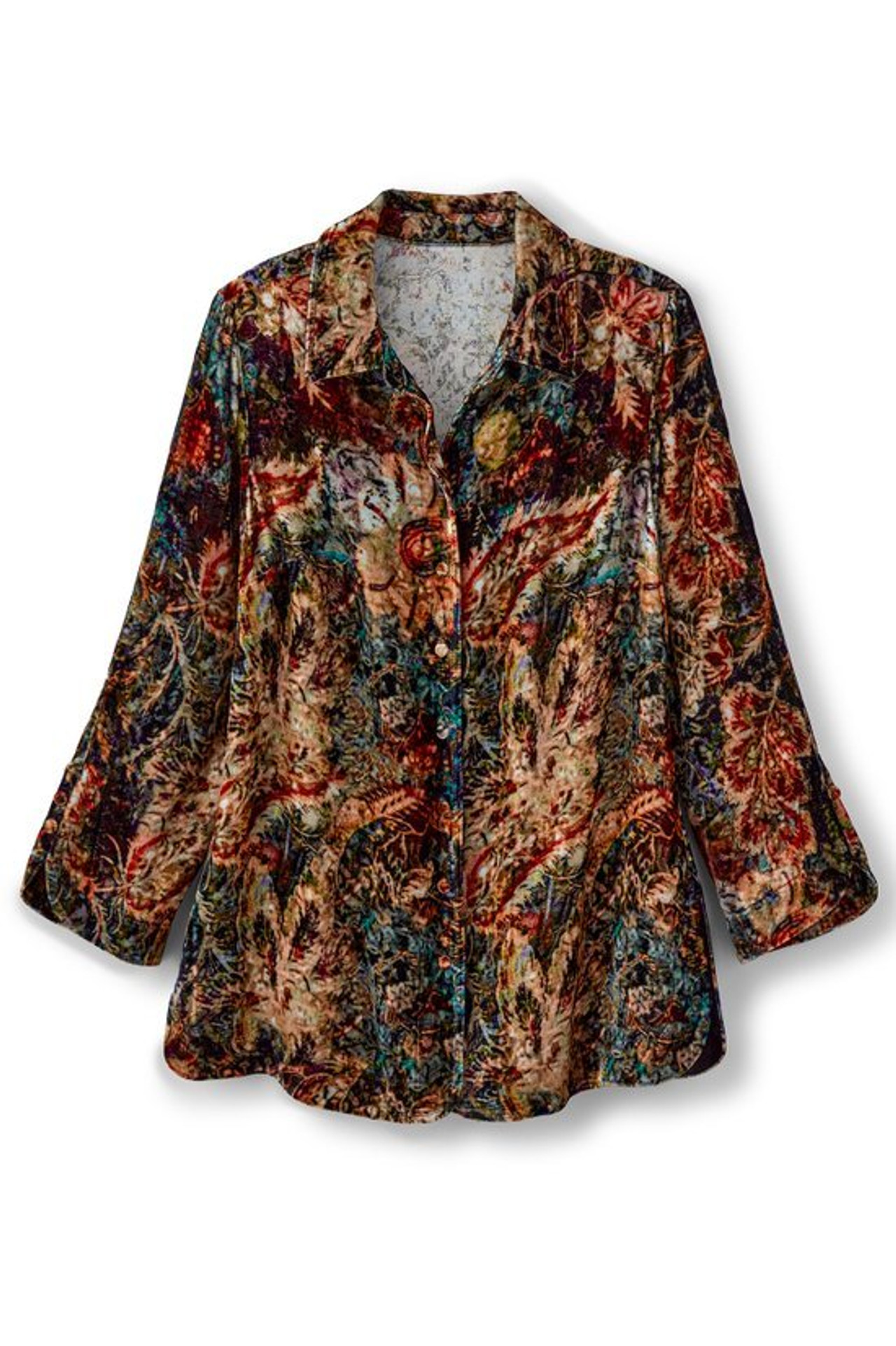 Icon Silk Velvet Poets Tunic Shirt - Soft Surroundings Outlet