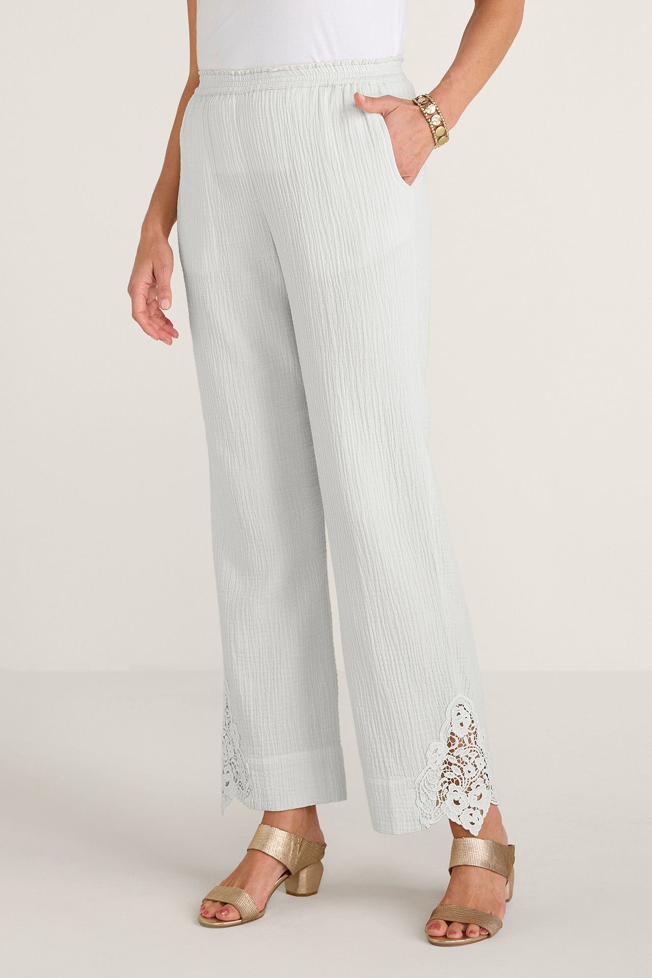 Hint of Lace Gauze Pants - Soft Surroundings Outlet