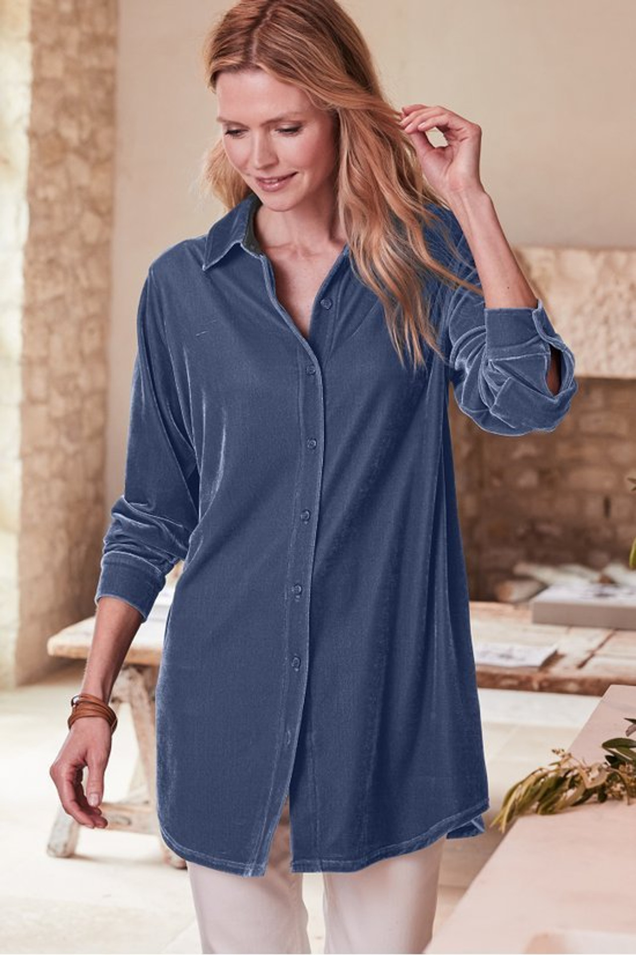 Velvet Boyfriend Tunic Shirt - Soft Surroundings Outlet