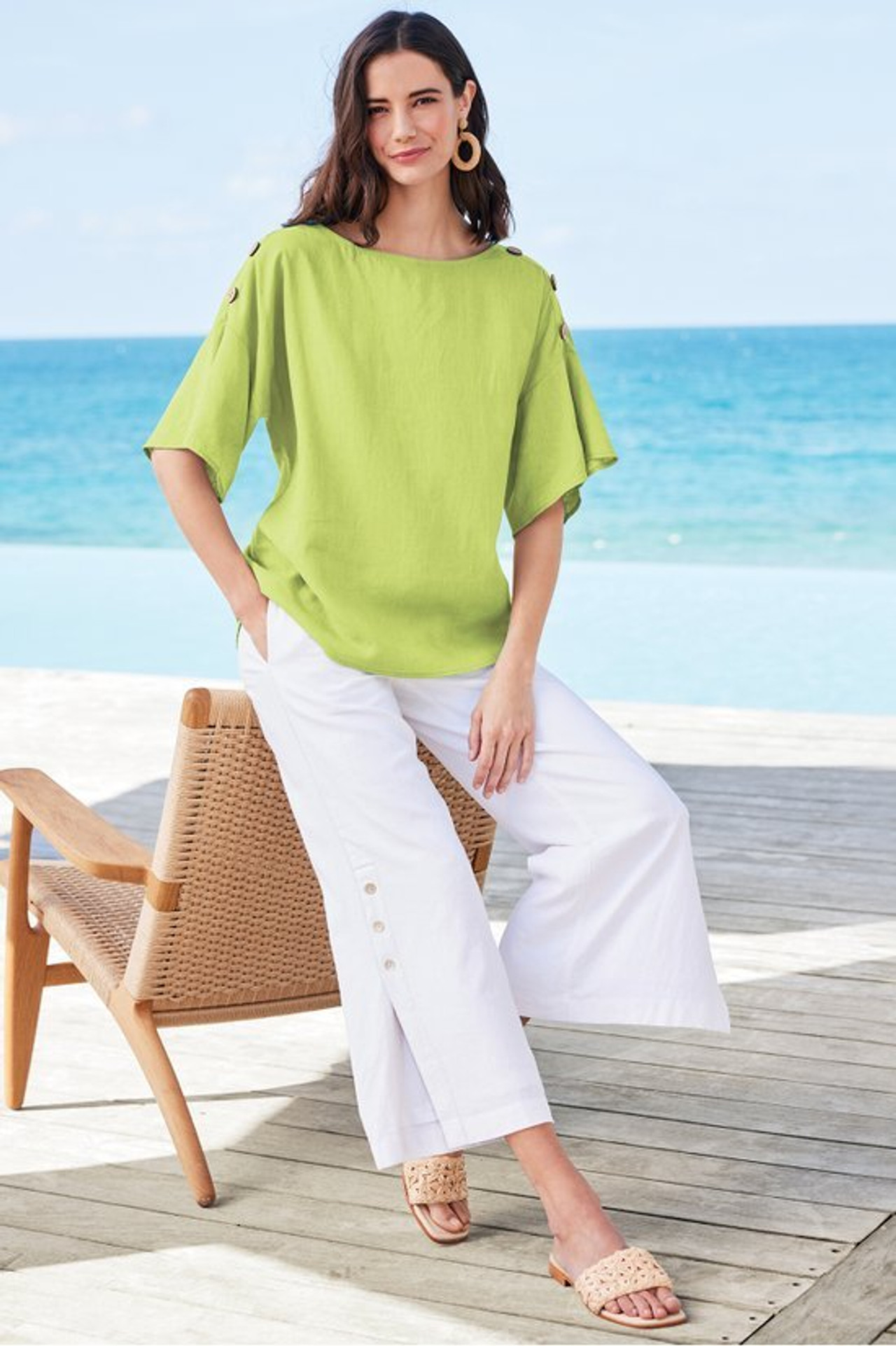 Catania Linen Blend Wide Leg Crop Pants - Soft Surroundings Outlet