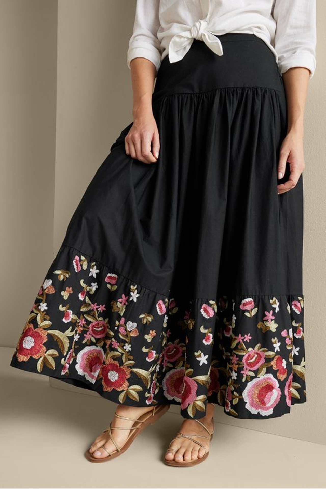 Cindi Embroidered Maxi Skirt - Soft Surroundings Outlet