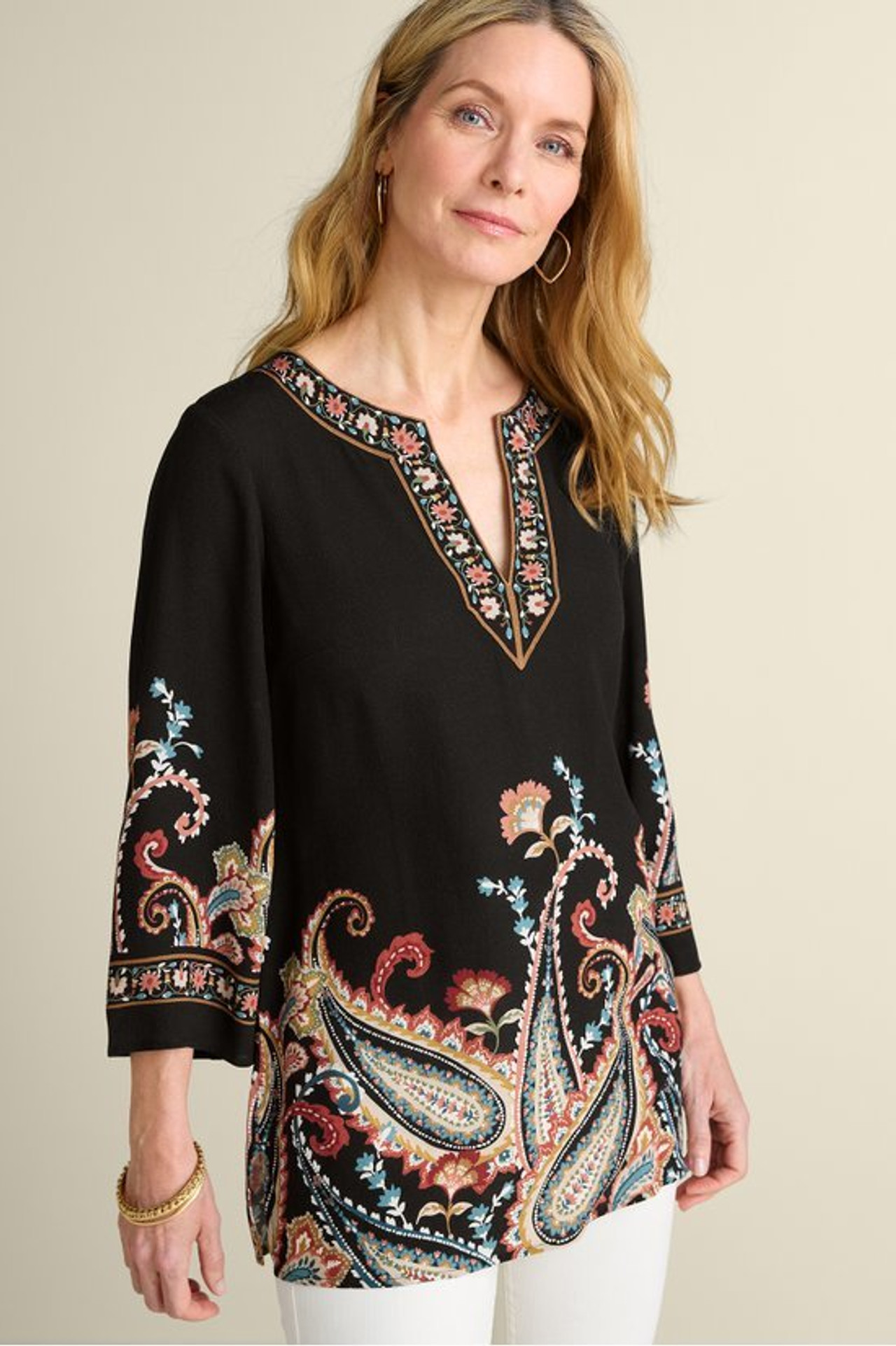 Elma 3/4 Sleeve Tunic - Soft Surroundings Outlet