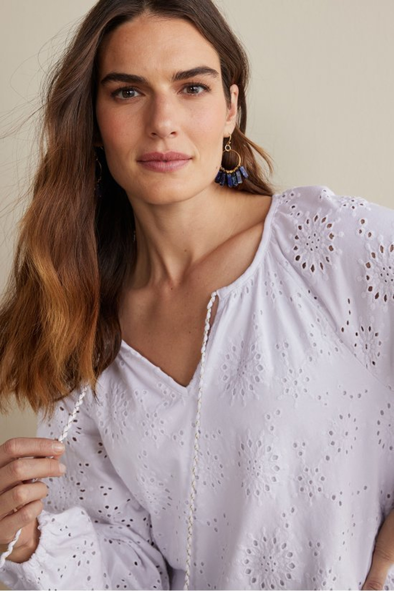 Rhiannon Eyelet Peasant Top - Soft Surroundings Outlet