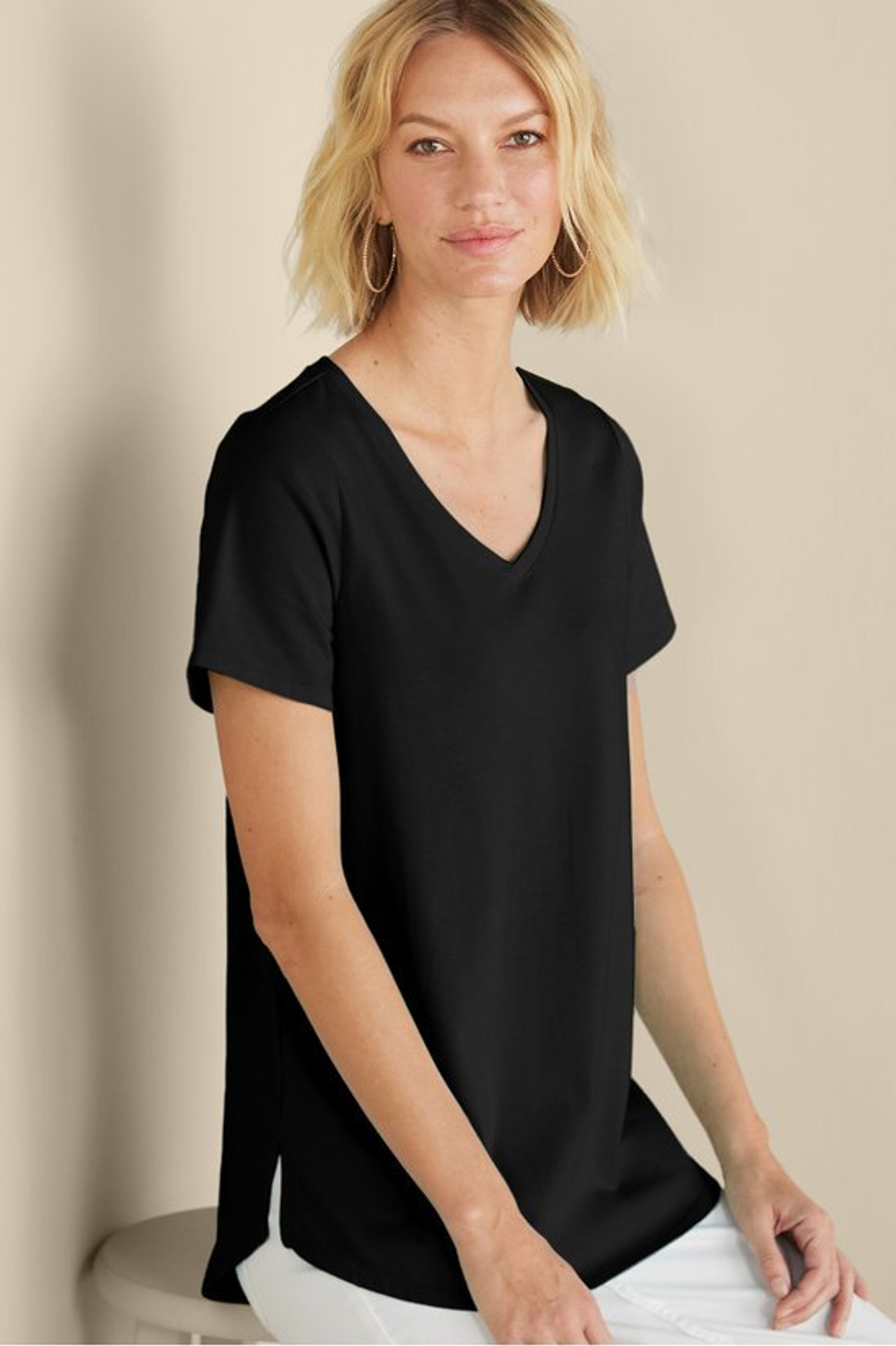 SoftEssential™ Supima® Isabel Short Sleeve Tunic - Soft Surroundings Outlet