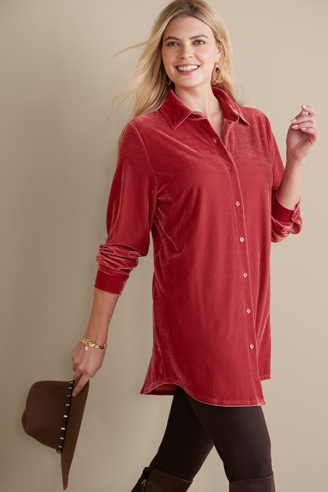 Velvet Boyfriend Tunic Shirt - Soft Surroundings Outlet