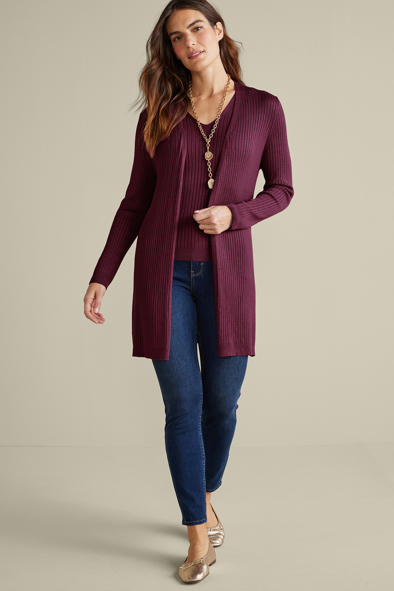 SoftEssential™ Ribbed Long Cardi - Soft Surroundings Outlet