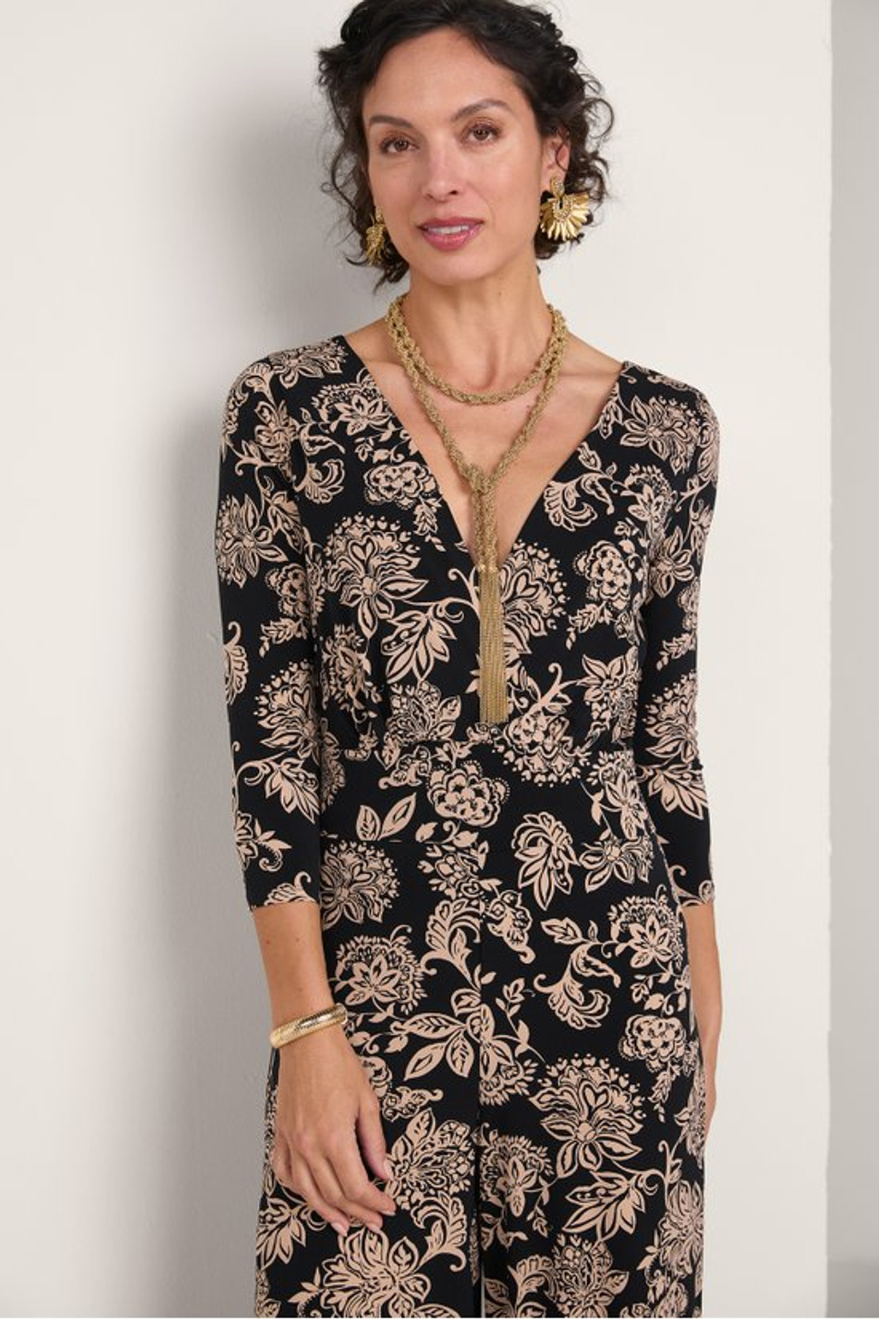 Penelope 3/4 Sleeve Jumpsuit - Soft Surroundings Outlet