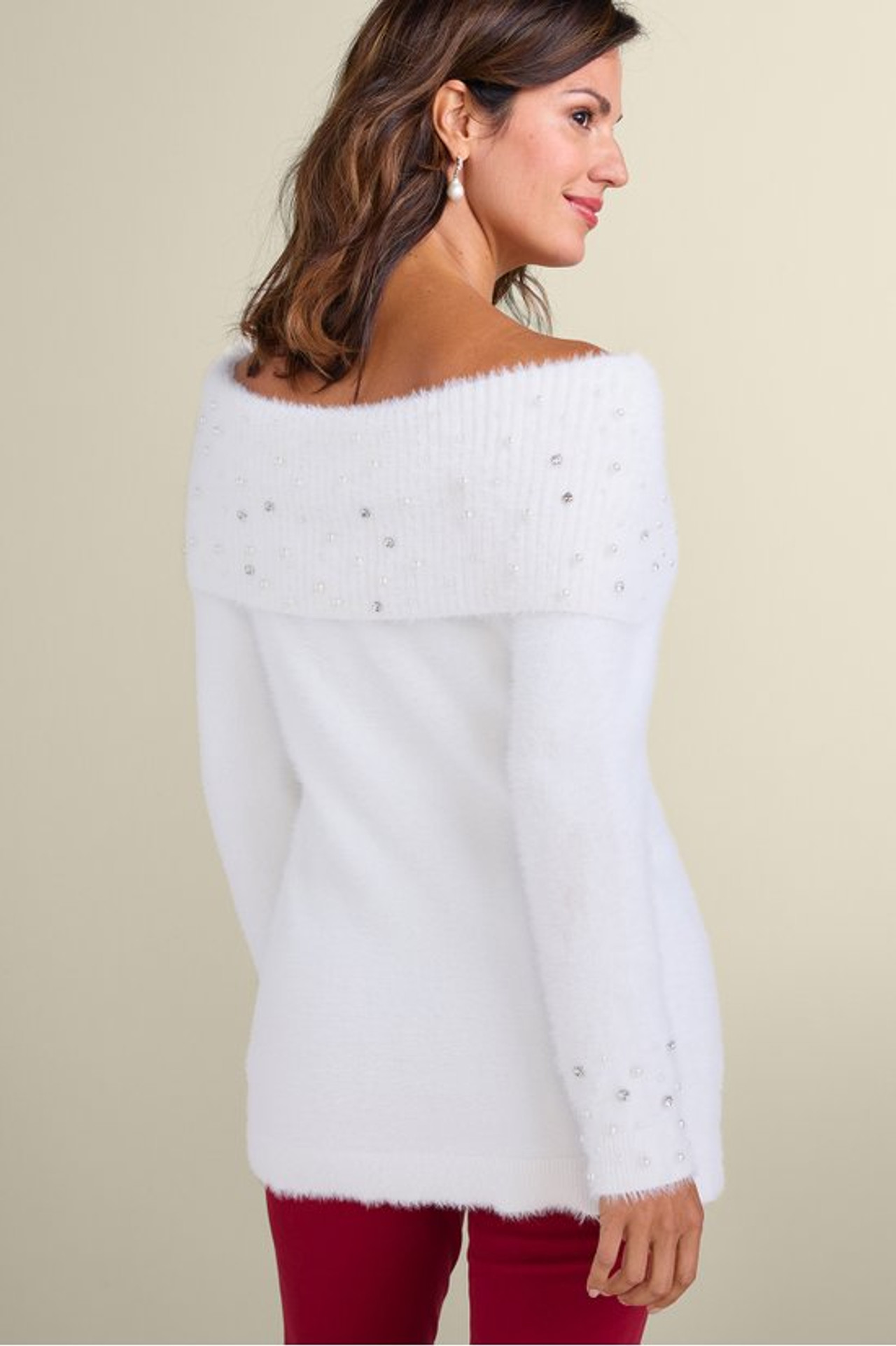 Christina Embellished Cowl Neck Sweater Tunic - Soft Surroundings Outlet