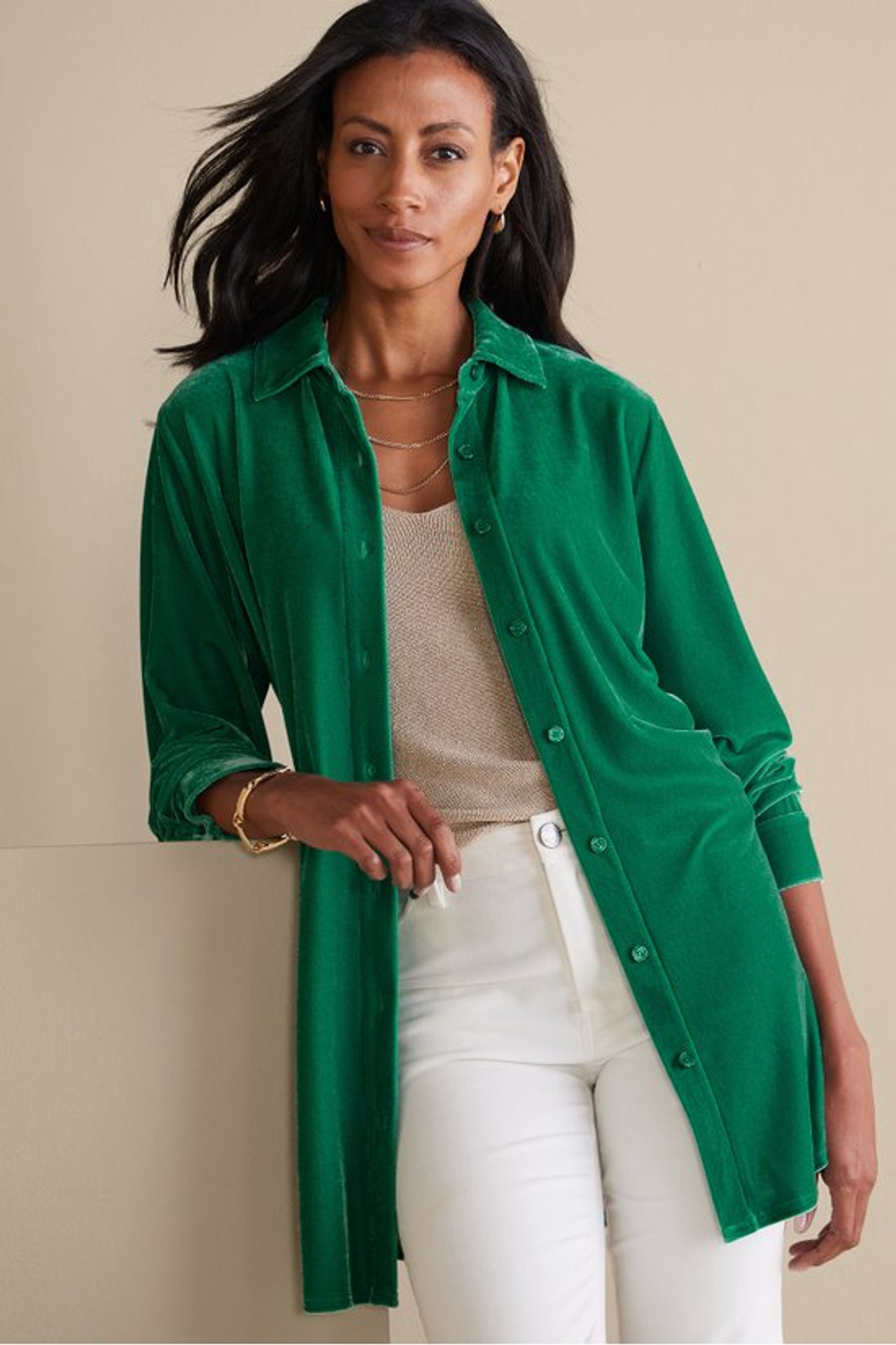 Velvet Boyfriend Tunic Shirt - Soft Surroundings Outlet