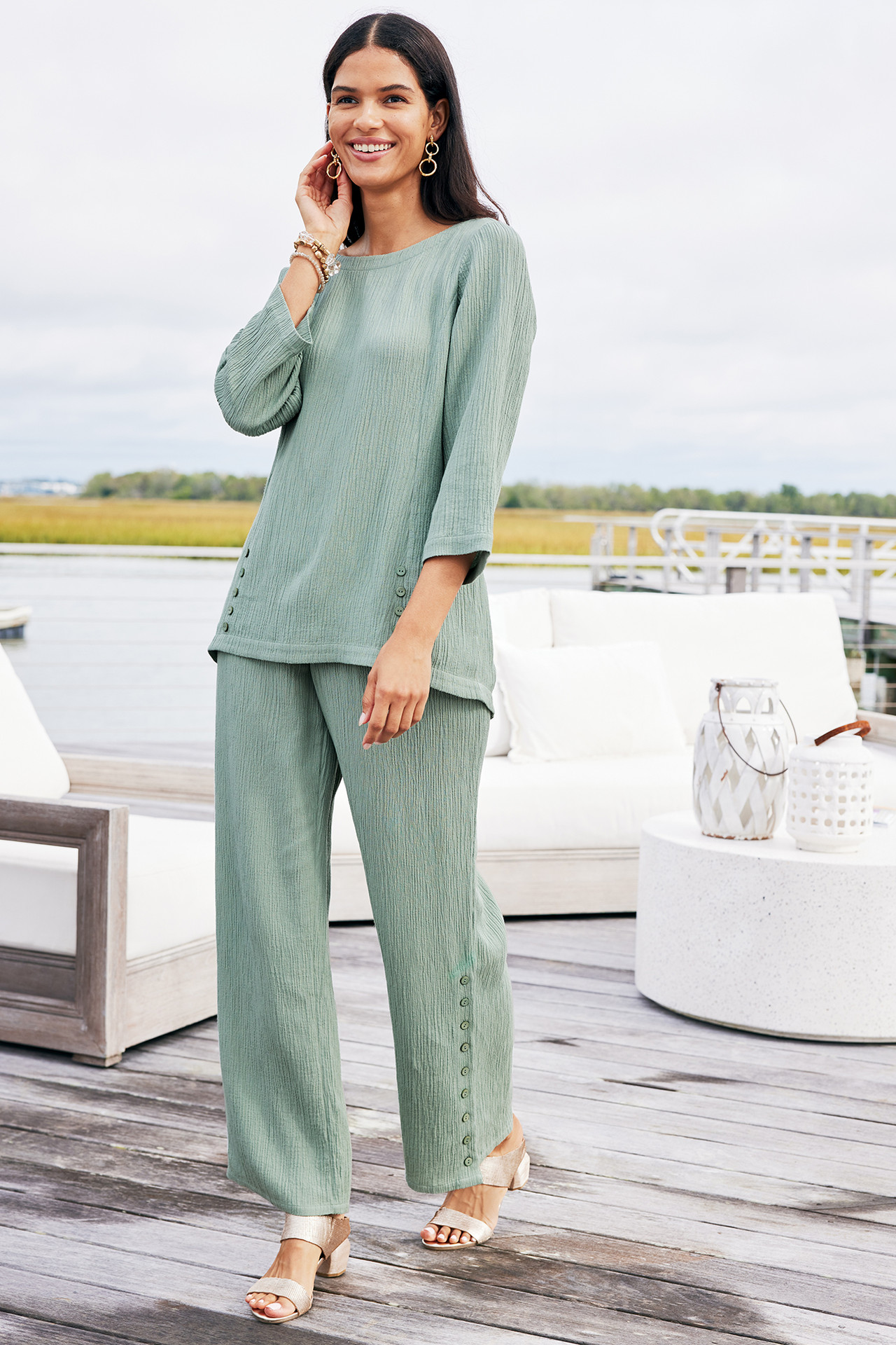 Oceo Gauze Wide-Leg Pants - Soft Surroundings Outlet