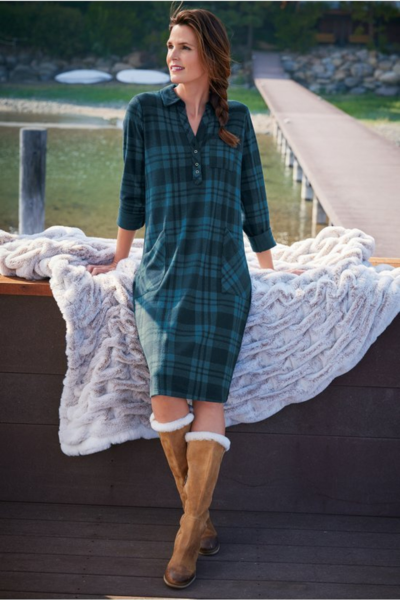 Paramount Plaid Dress - Soft Surroundings Outlet