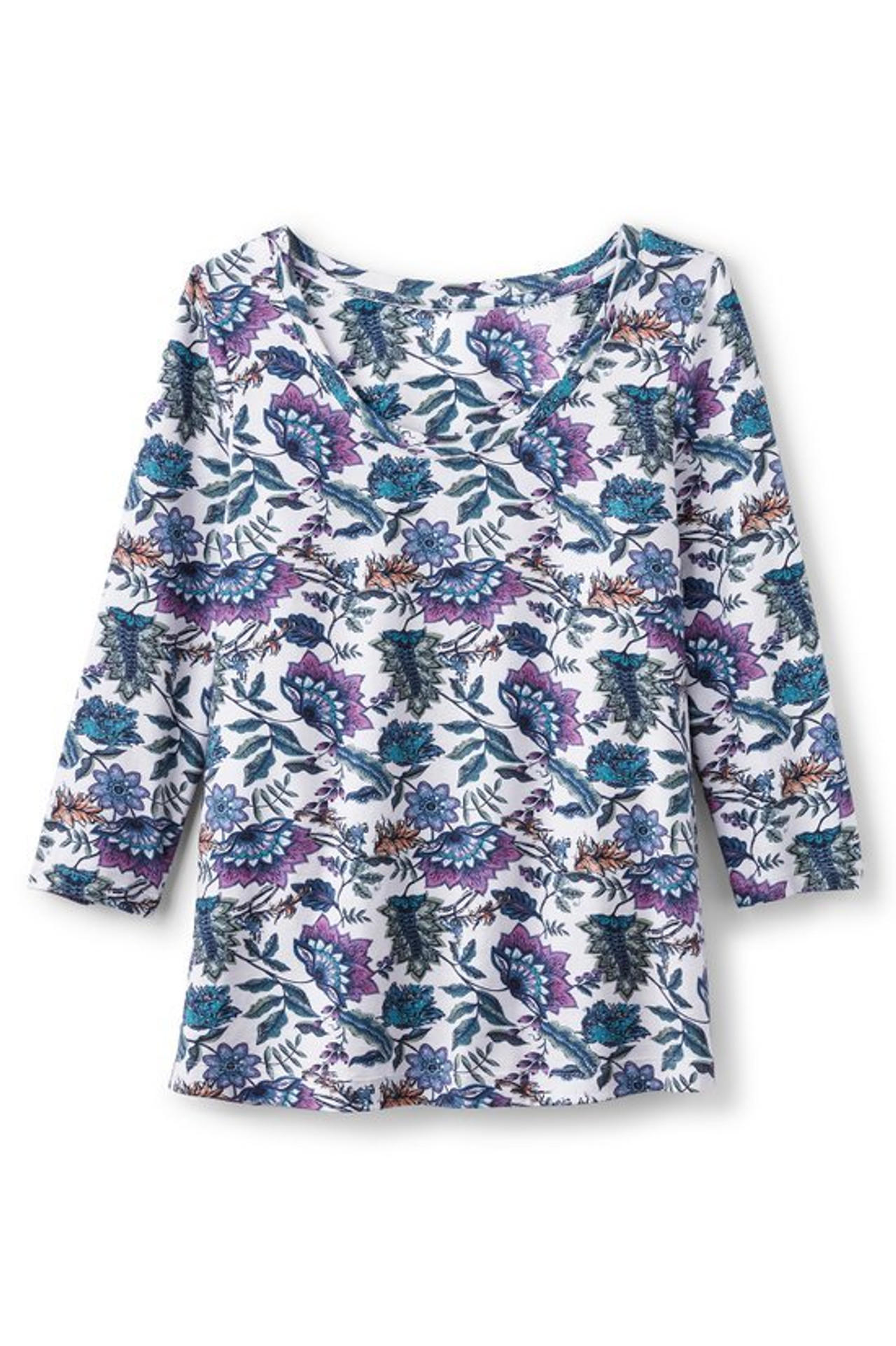 SoftEssential™ Supima® 3/4 Sleeve Tee I - Soft Surroundings Outlet