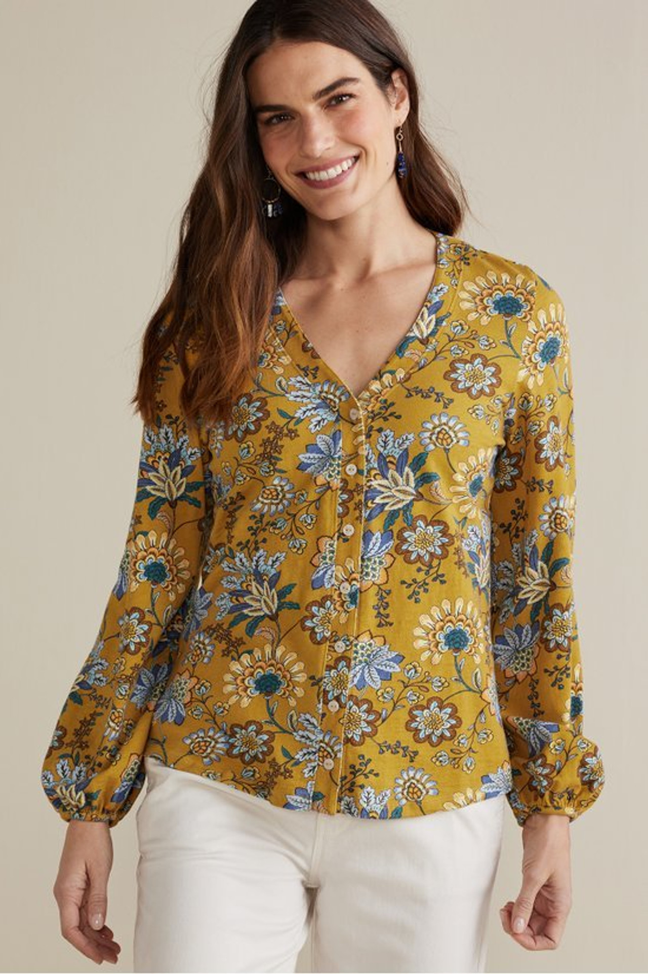 Lorna Button Front Top - Soft Surroundings Outlet