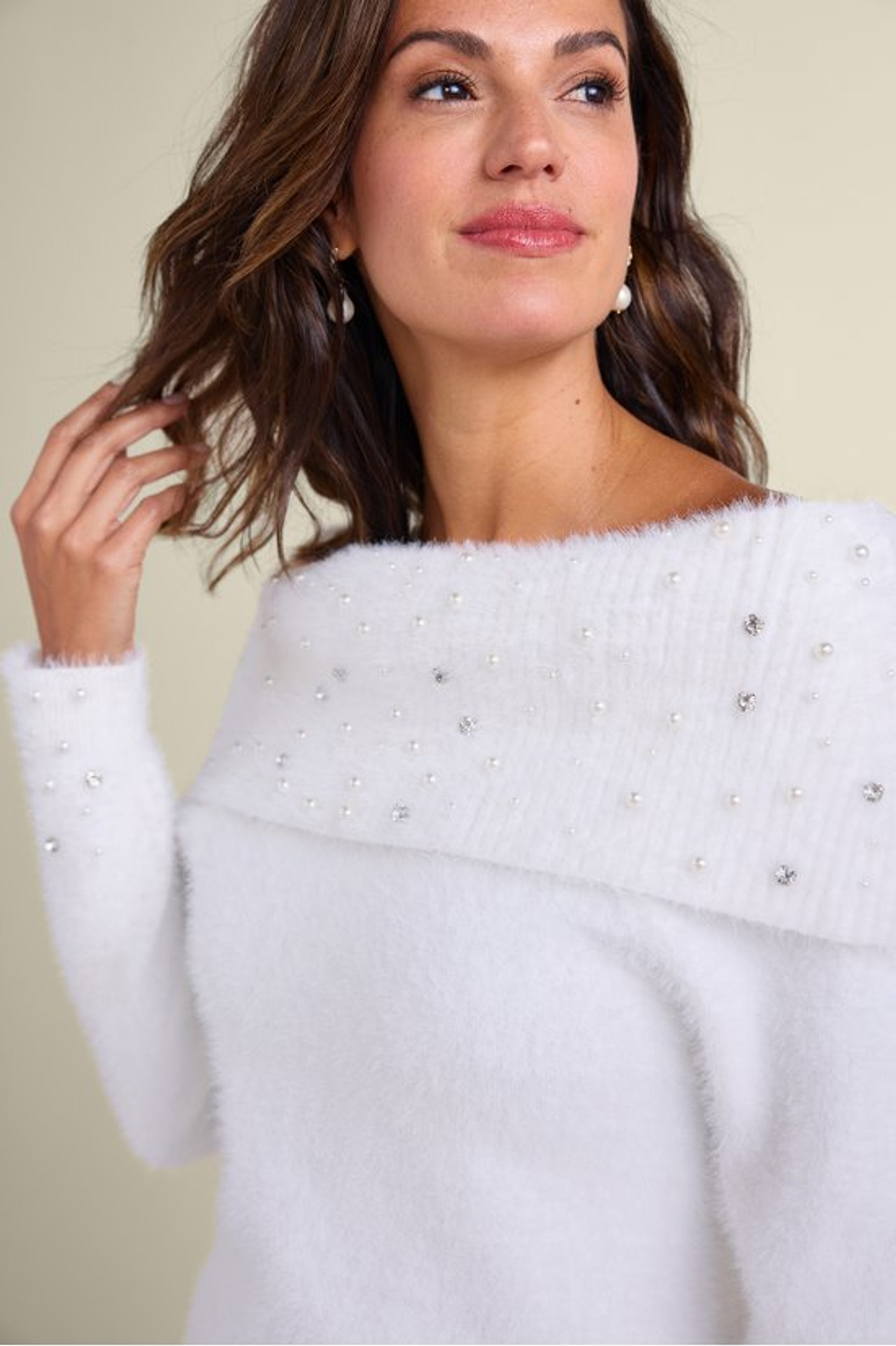 Christina Embellished Cowl Neck Sweater Tunic - Soft Surroundings Outlet