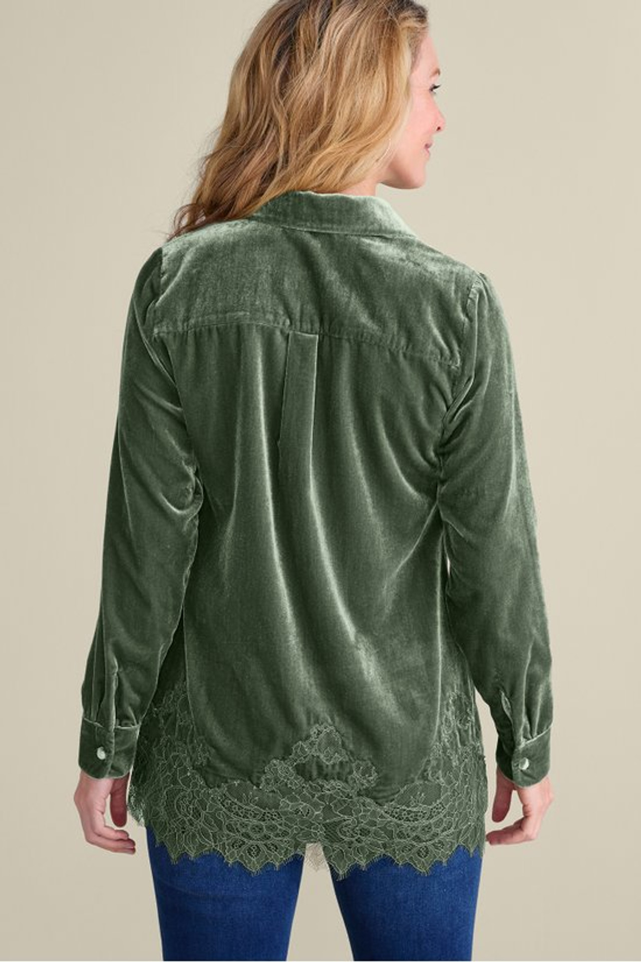 Eden Velvet and Lace Shirt - Soft Surroundings Outlet