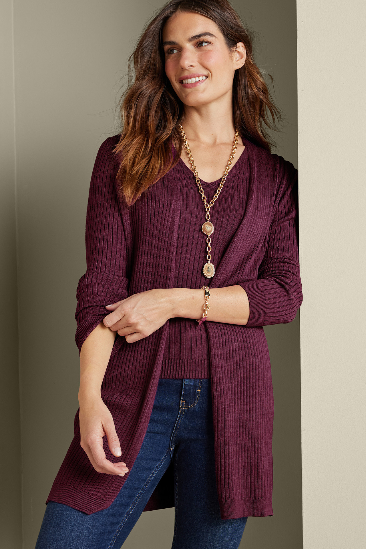 SoftEssential™ Ribbed Long Cardi - Soft Surroundings Outlet