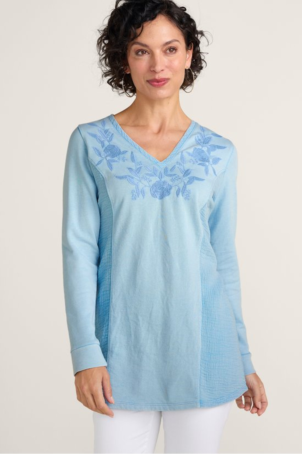 Salome French Terry & Gauze Tunic - Soft Surroundings Outlet