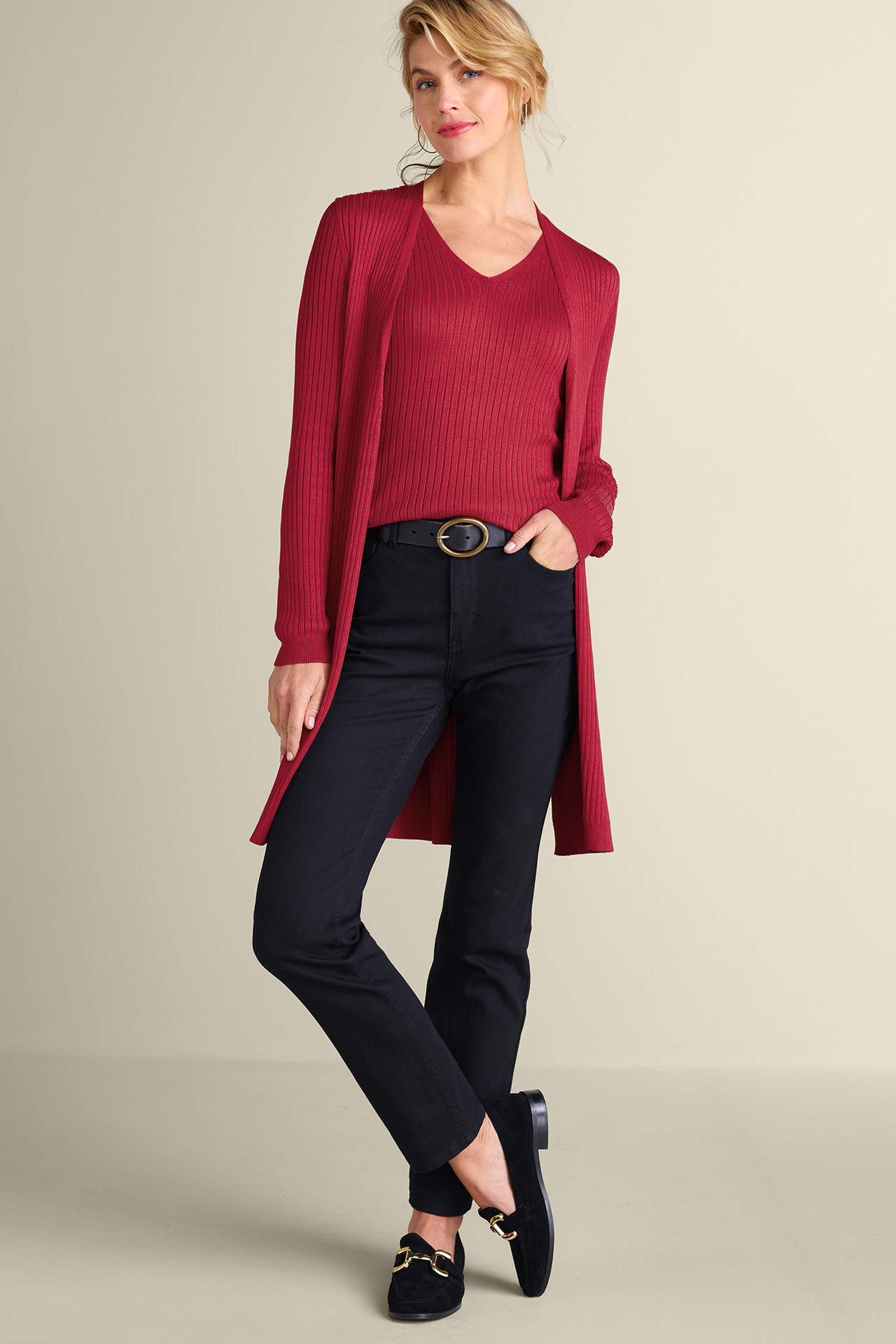 SoftEssential™ Ribbed Long Cardi - Soft Surroundings Outlet