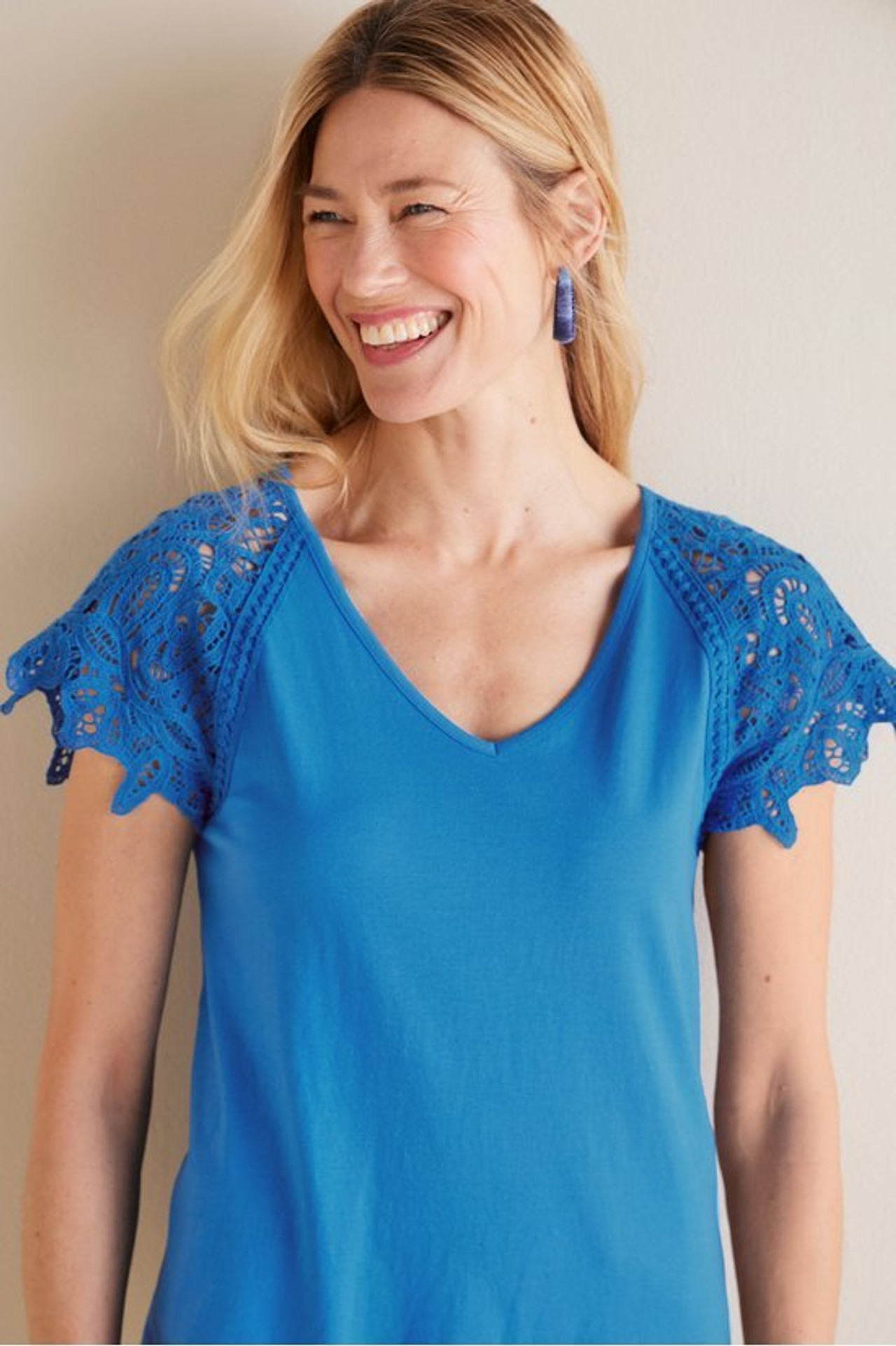 Nikita Lace Sleeve Tee - Soft Surroundings Outlet