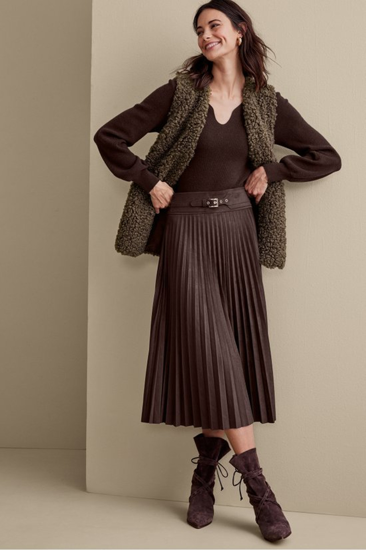 Lavina Faux Suede Skirt - Soft Surroundings Outlet