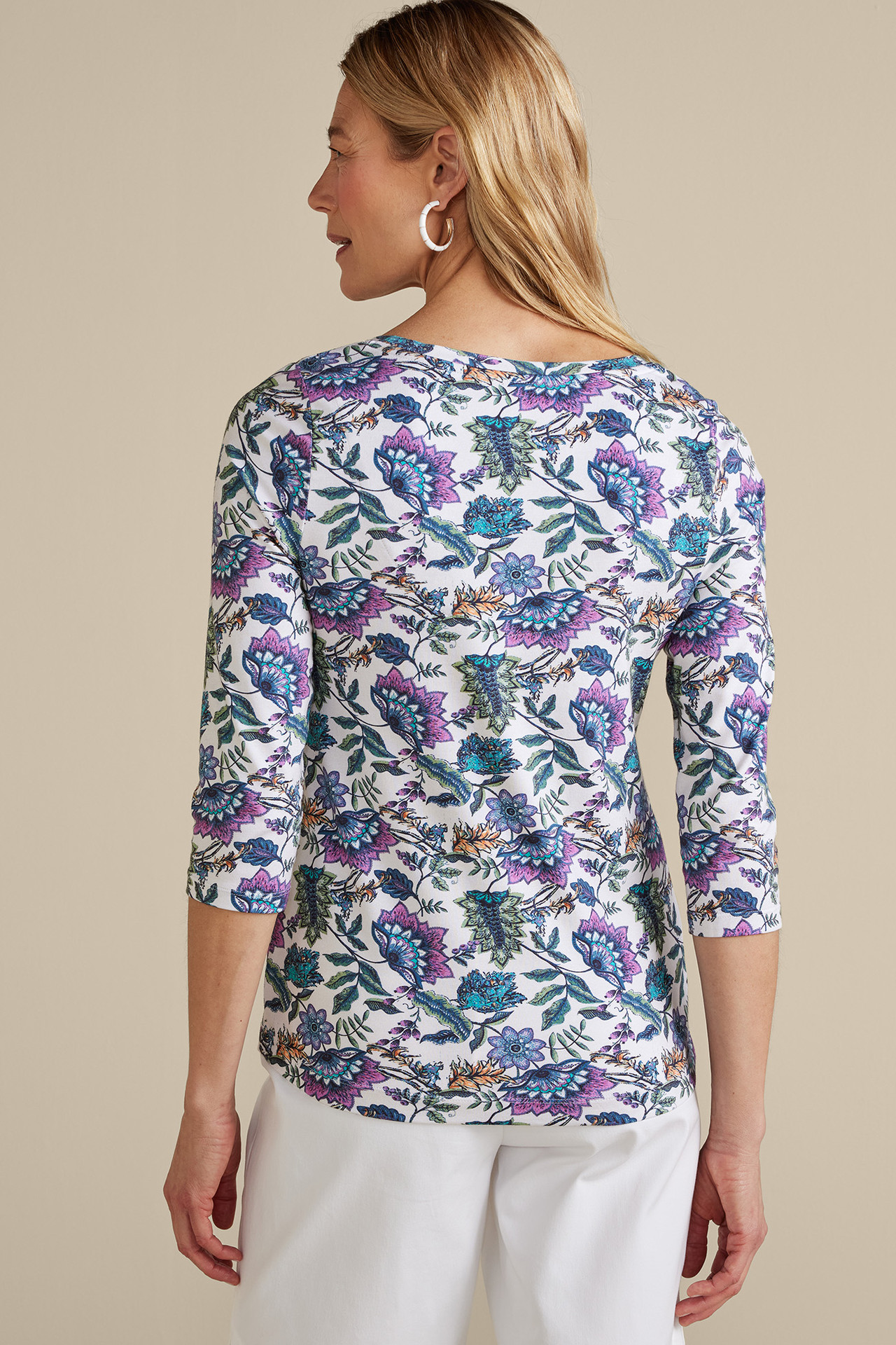 SoftEssential™ Supima® 3/4 Sleeve Tee I - Soft Surroundings Outlet