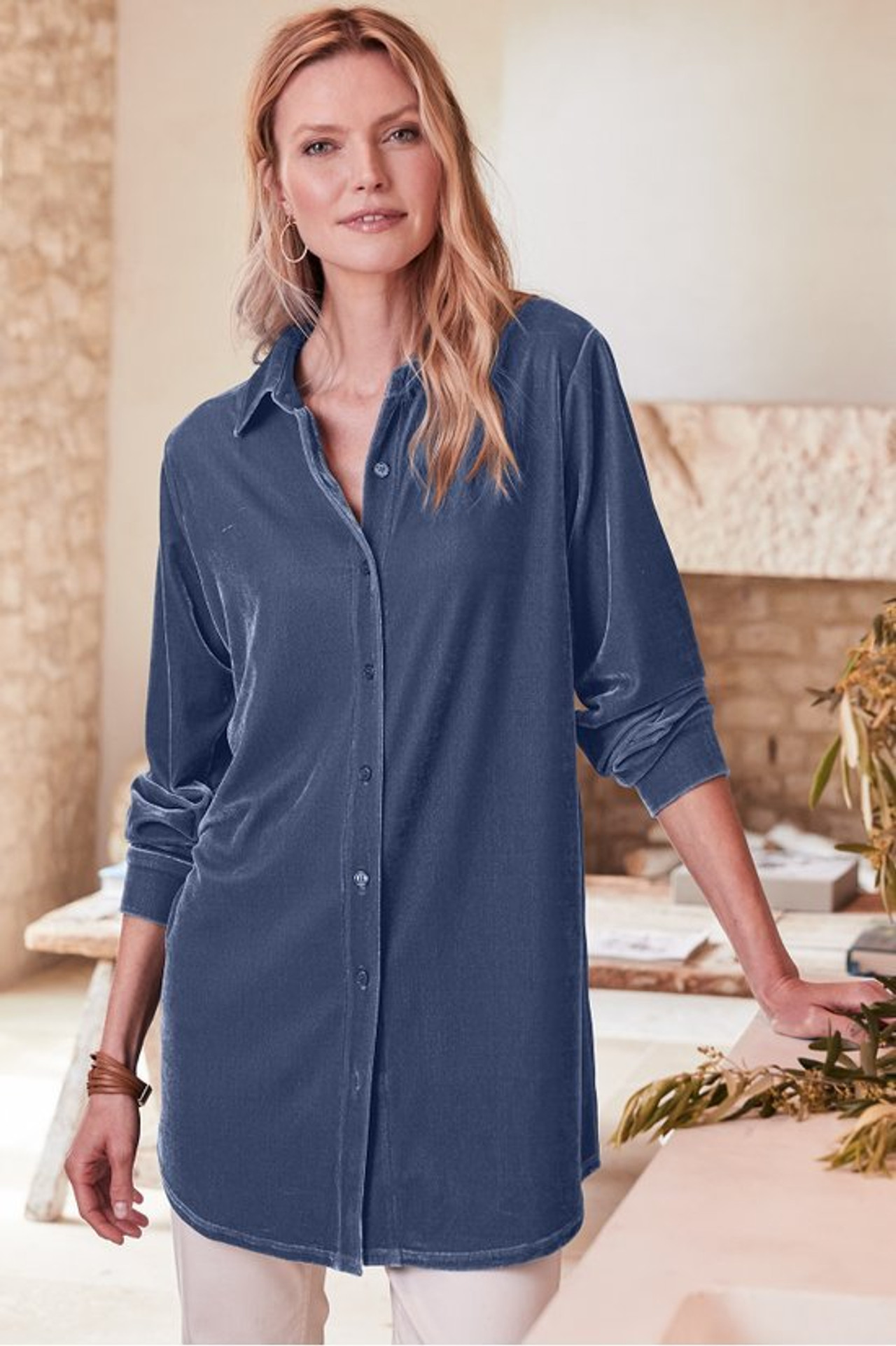 Velvet Boyfriend Tunic Shirt - Soft Surroundings Outlet
