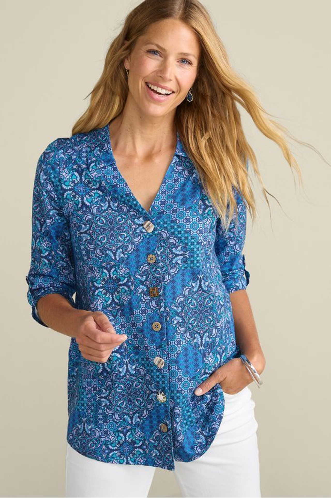 Danielle 3/4 Sleeve Tunic - Soft Surroundings Outlet