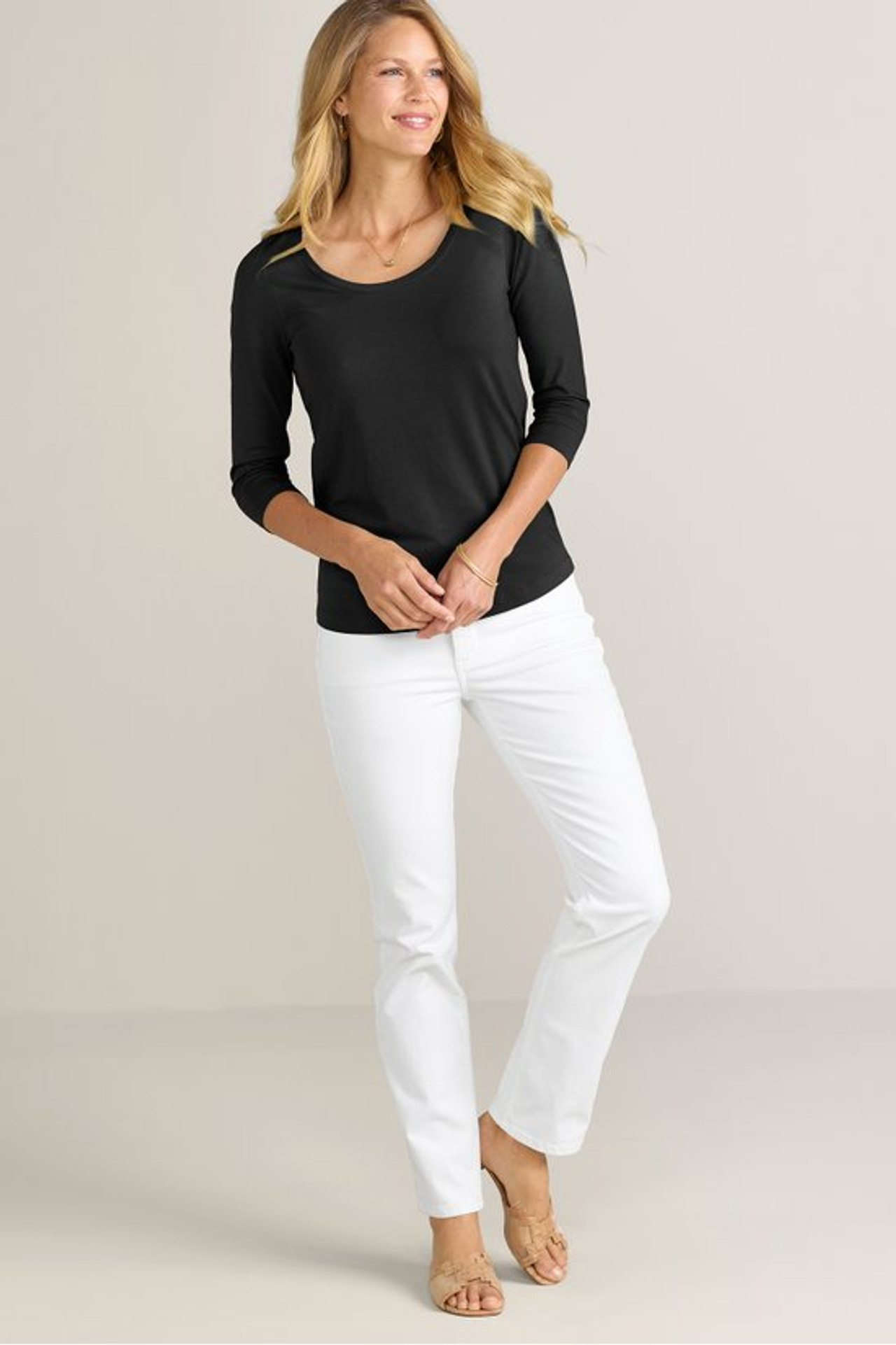 SoftEssential™ Supima® 3/4 Sleeve Tee I - Soft Surroundings Outlet