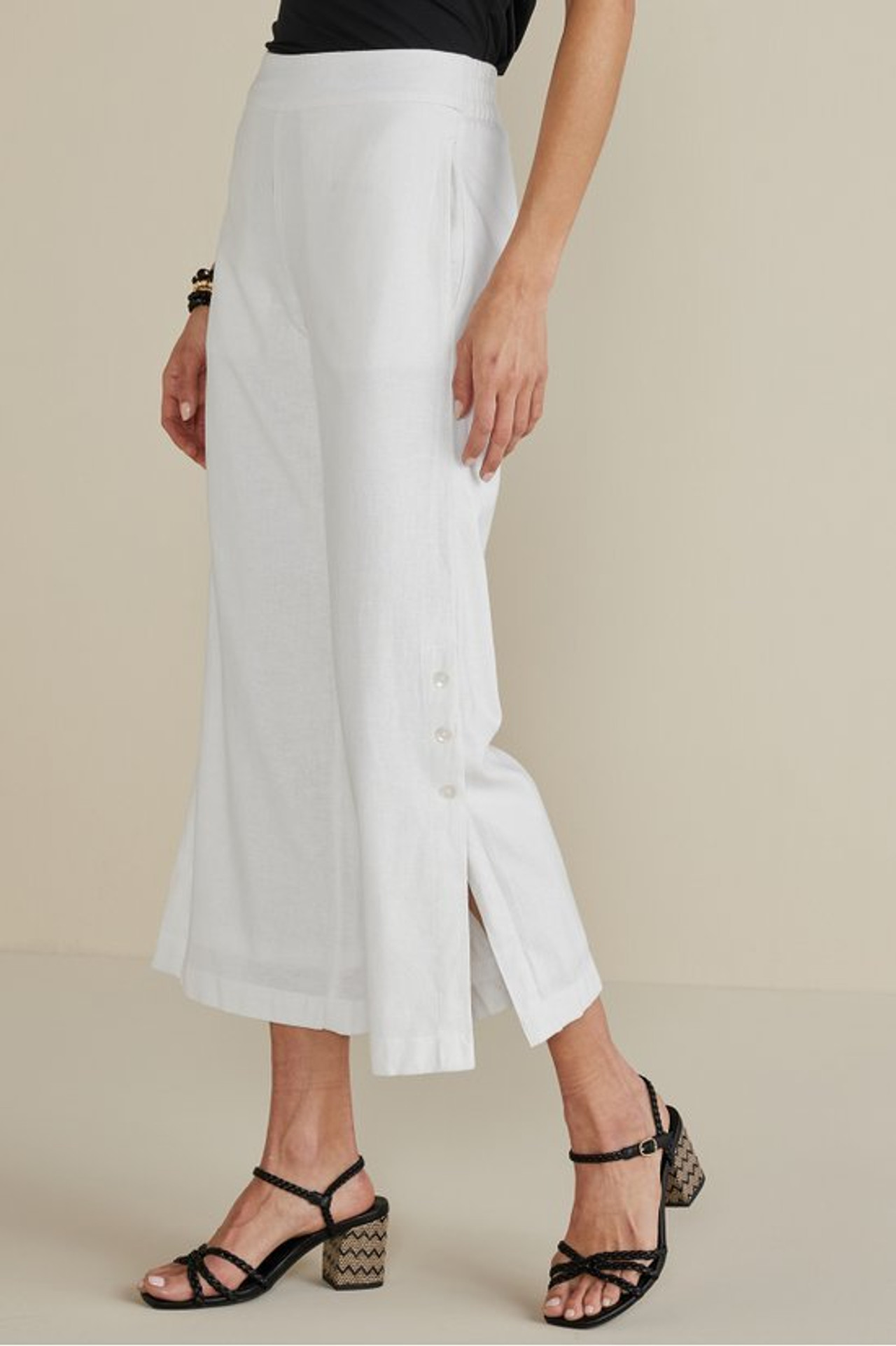 Catania Linen Blend Wide Leg Crop Pants - Soft Surroundings Outlet