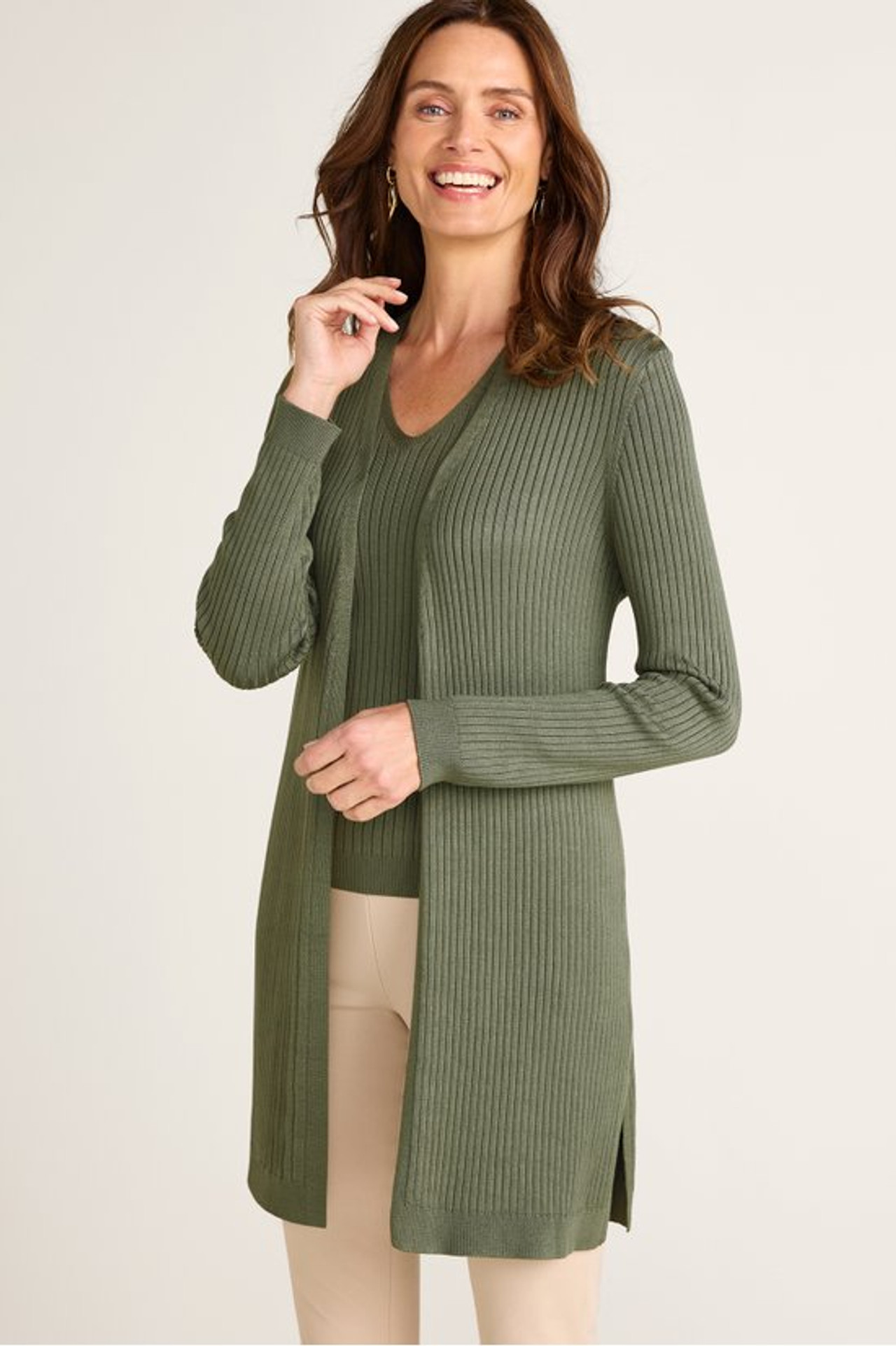 SoftEssential™ Ribbed Long Cardi - Soft Surroundings Outlet