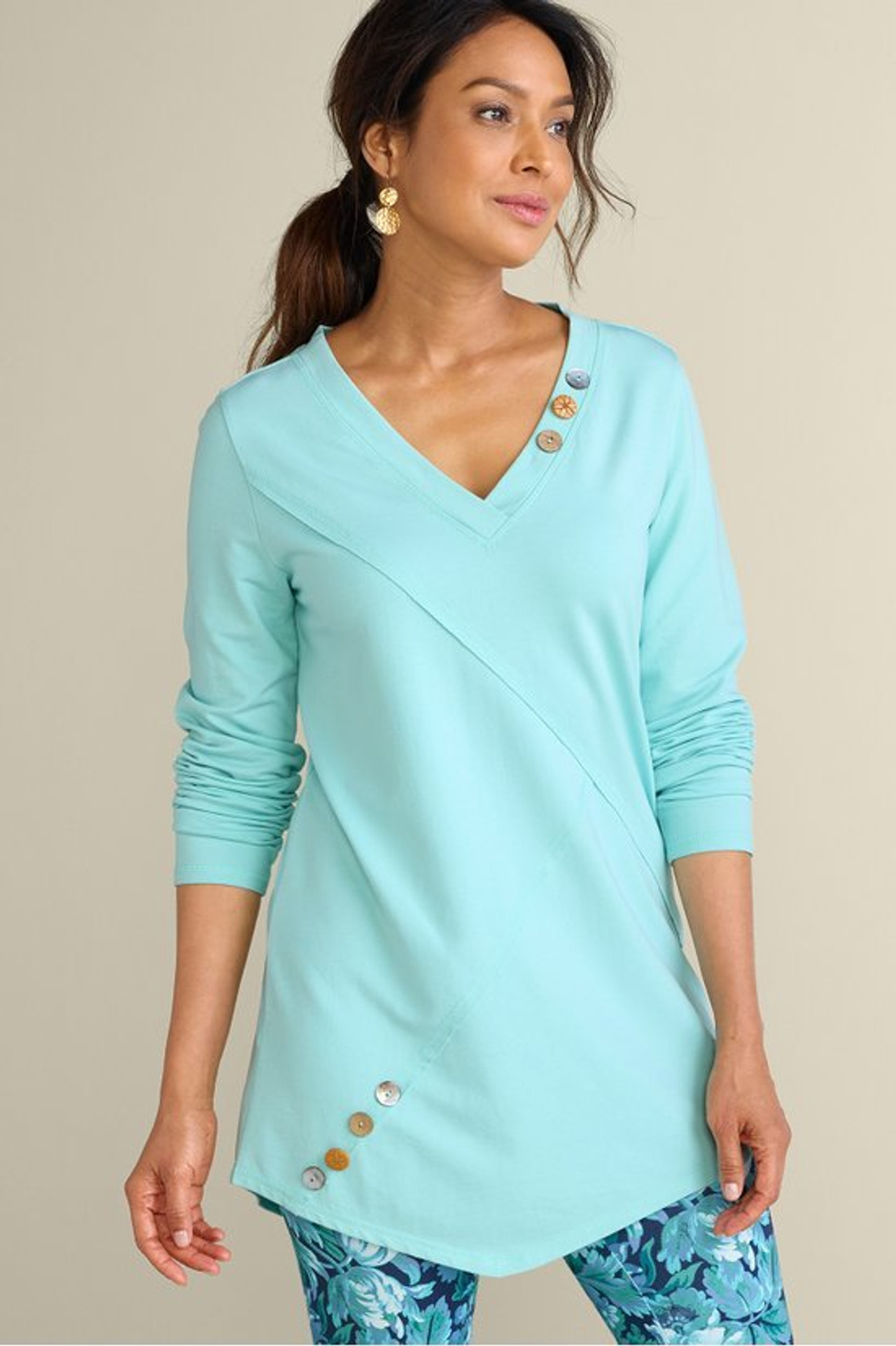 Dove French Terry Asymmetrical Tunic - Soft Surroundings Outlet