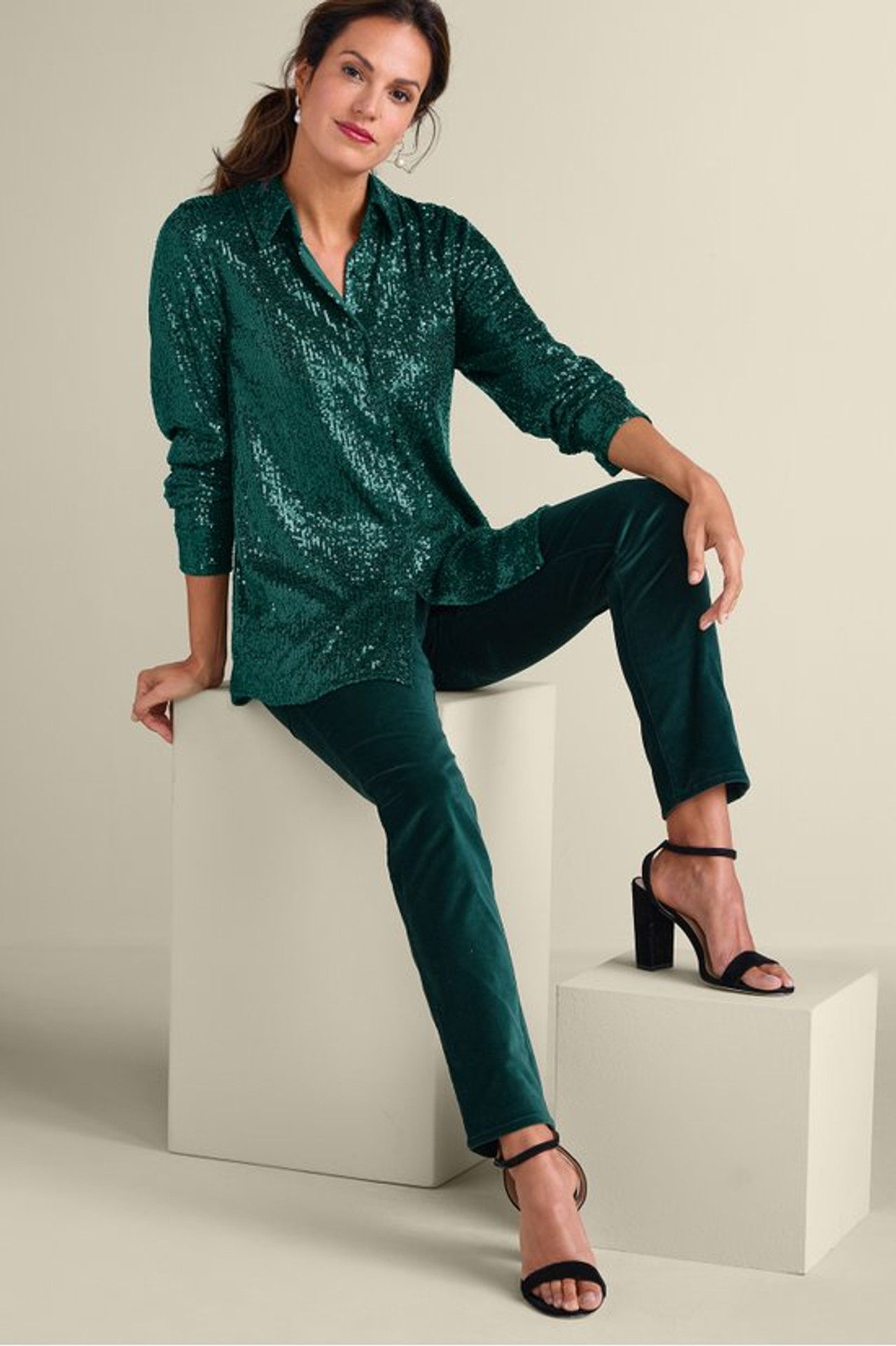 Sancerre Sequin Shirt - Soft Surroundings Outlet
