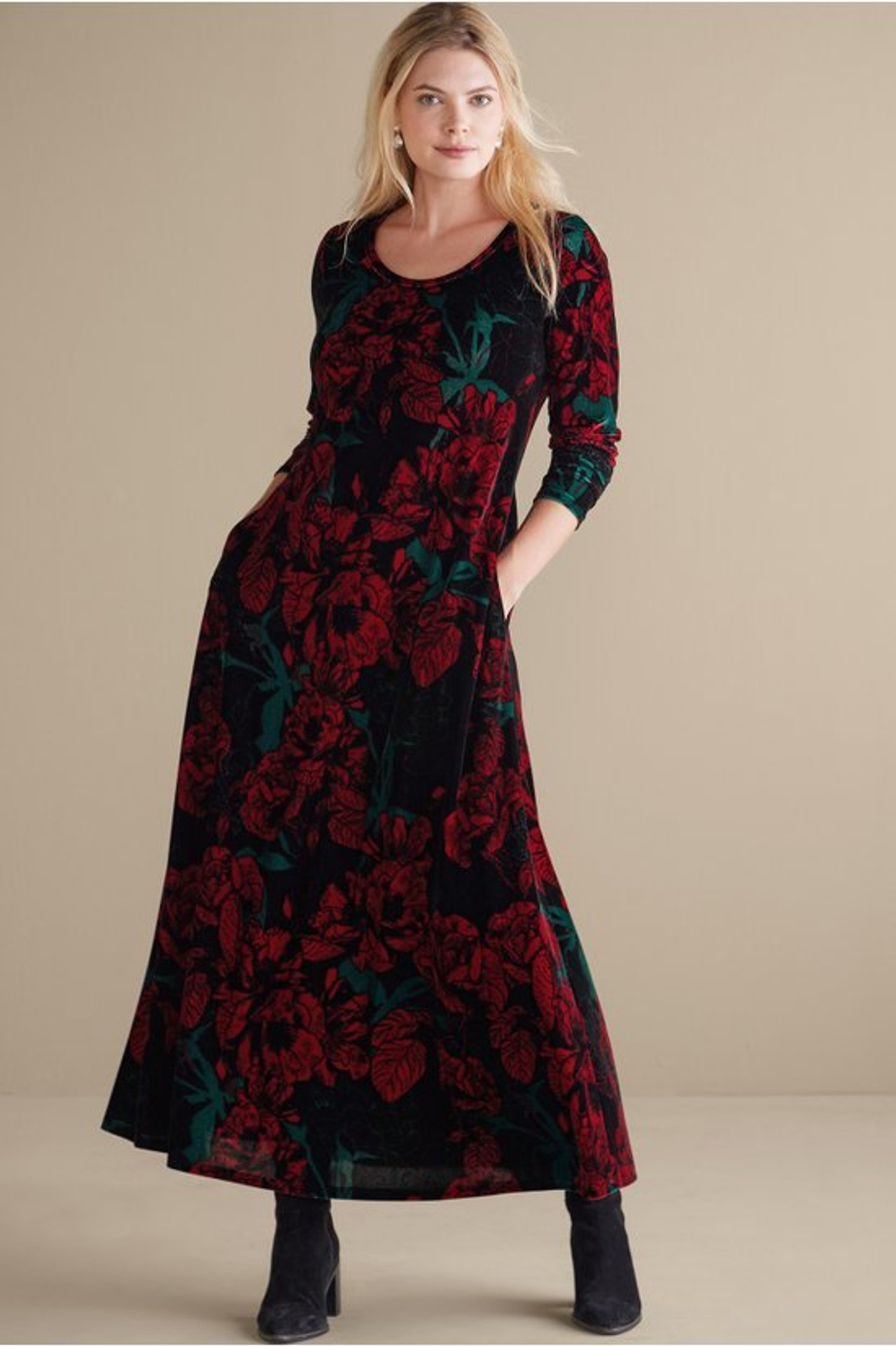 Santiago Stretch Velvet Dress - Soft Surroundings Outlet