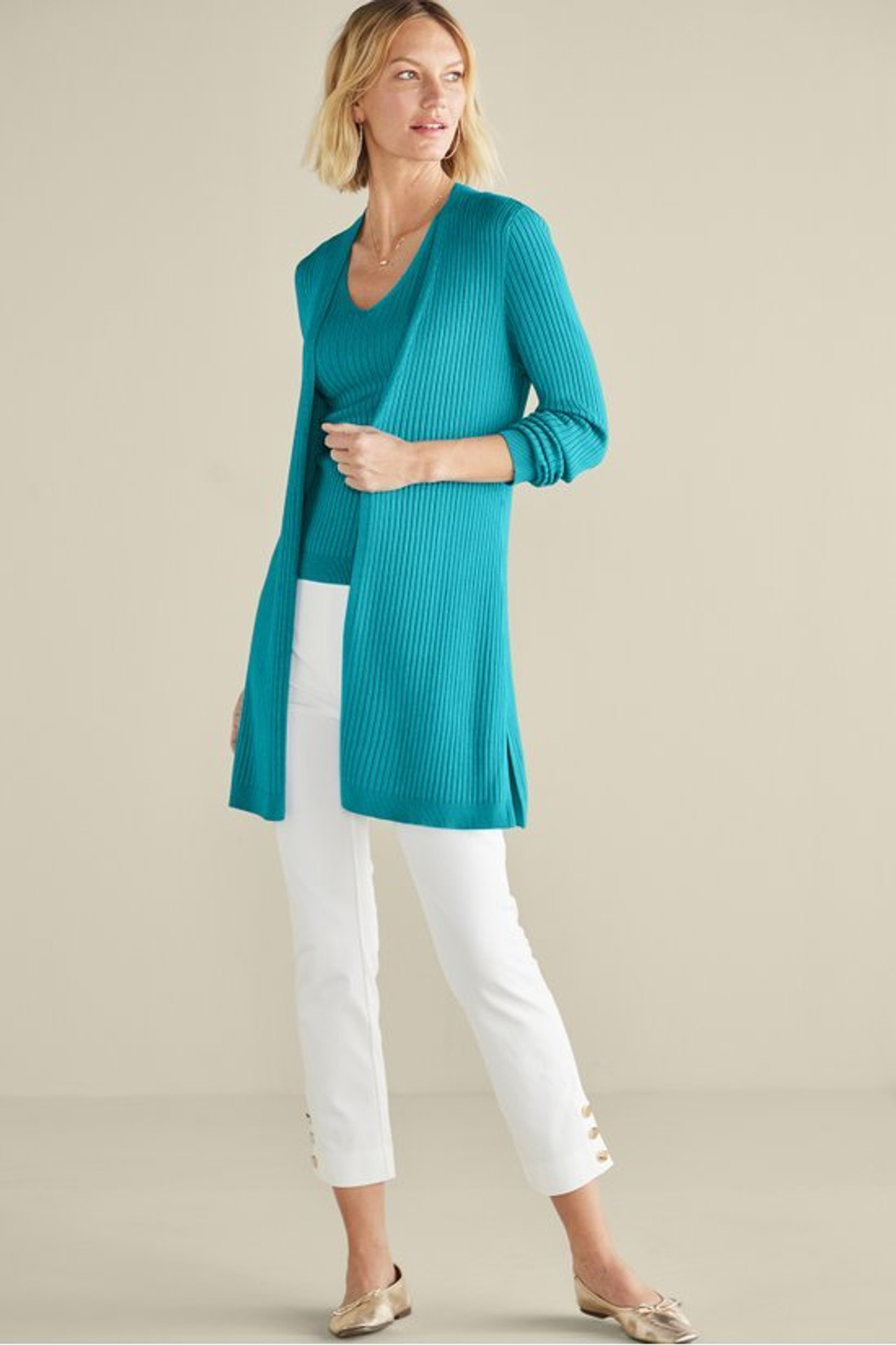 SoftEssential™ Ribbed Long Cardi - Soft Surroundings Outlet