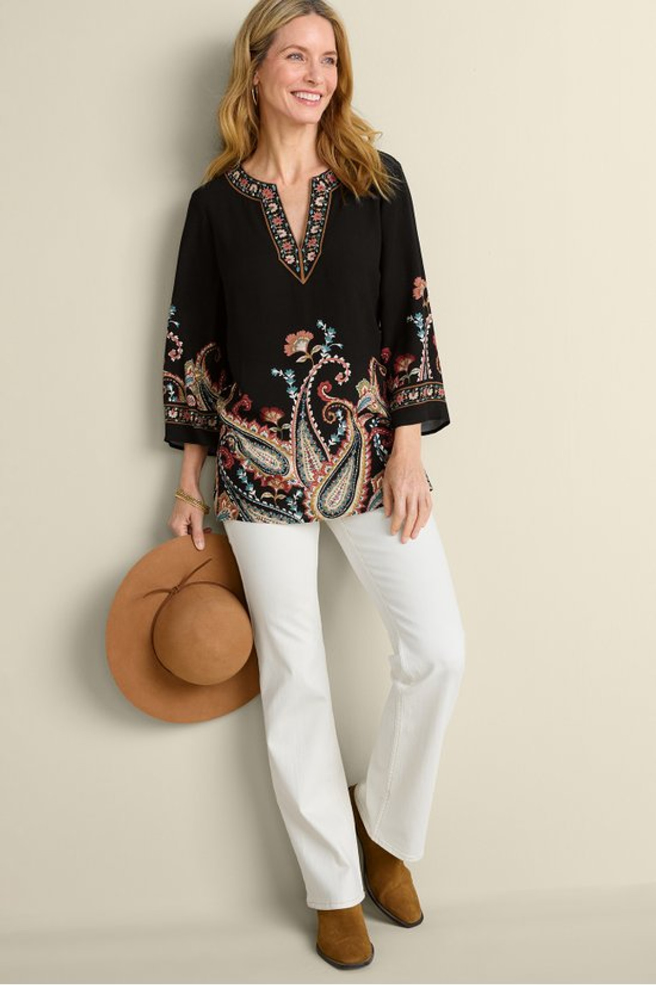 Elma 3/4 Sleeve Tunic - Soft Surroundings Outlet