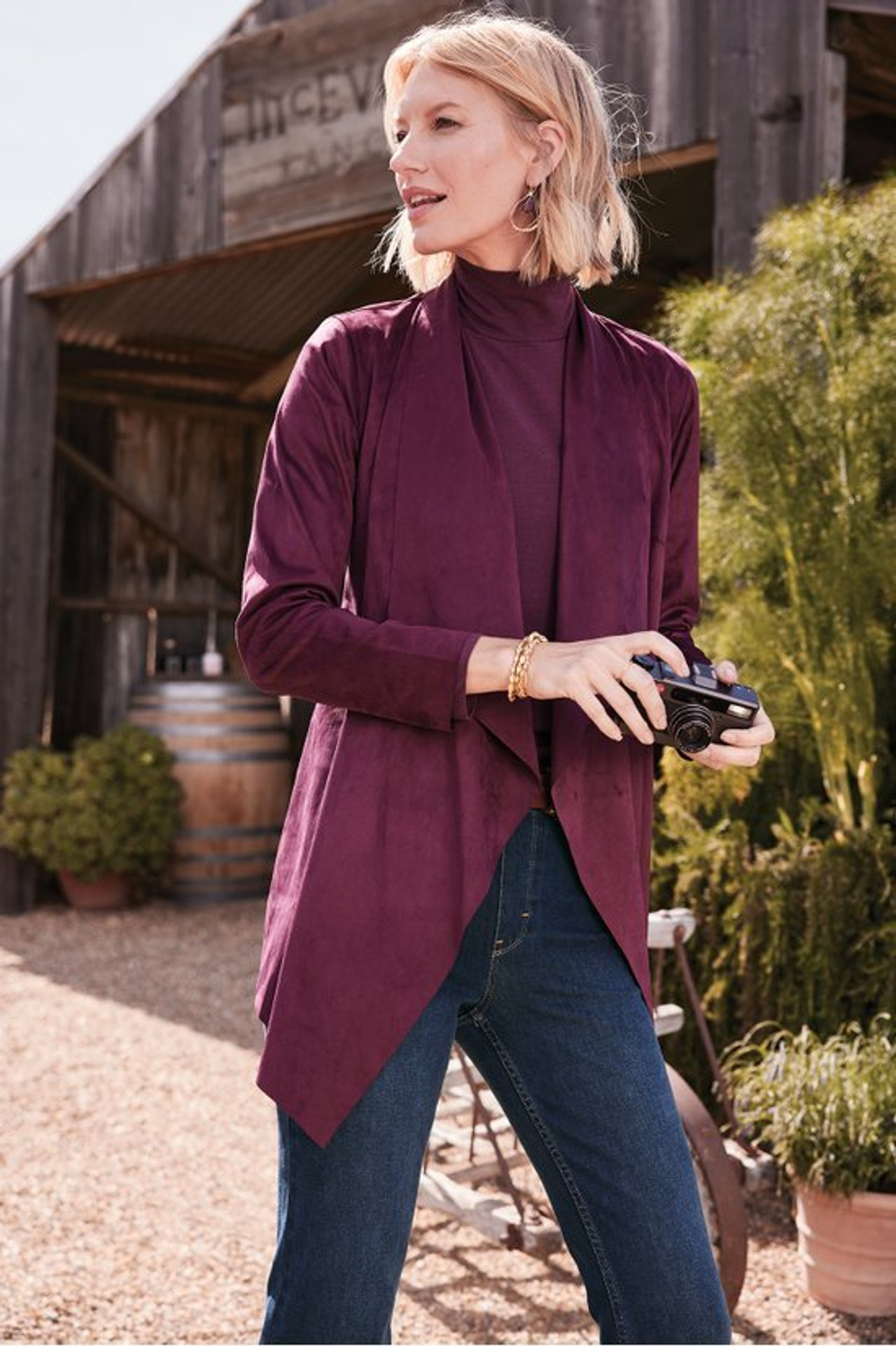 Shape Drape Faux Suede Jacket - Soft Surroundings Outlet