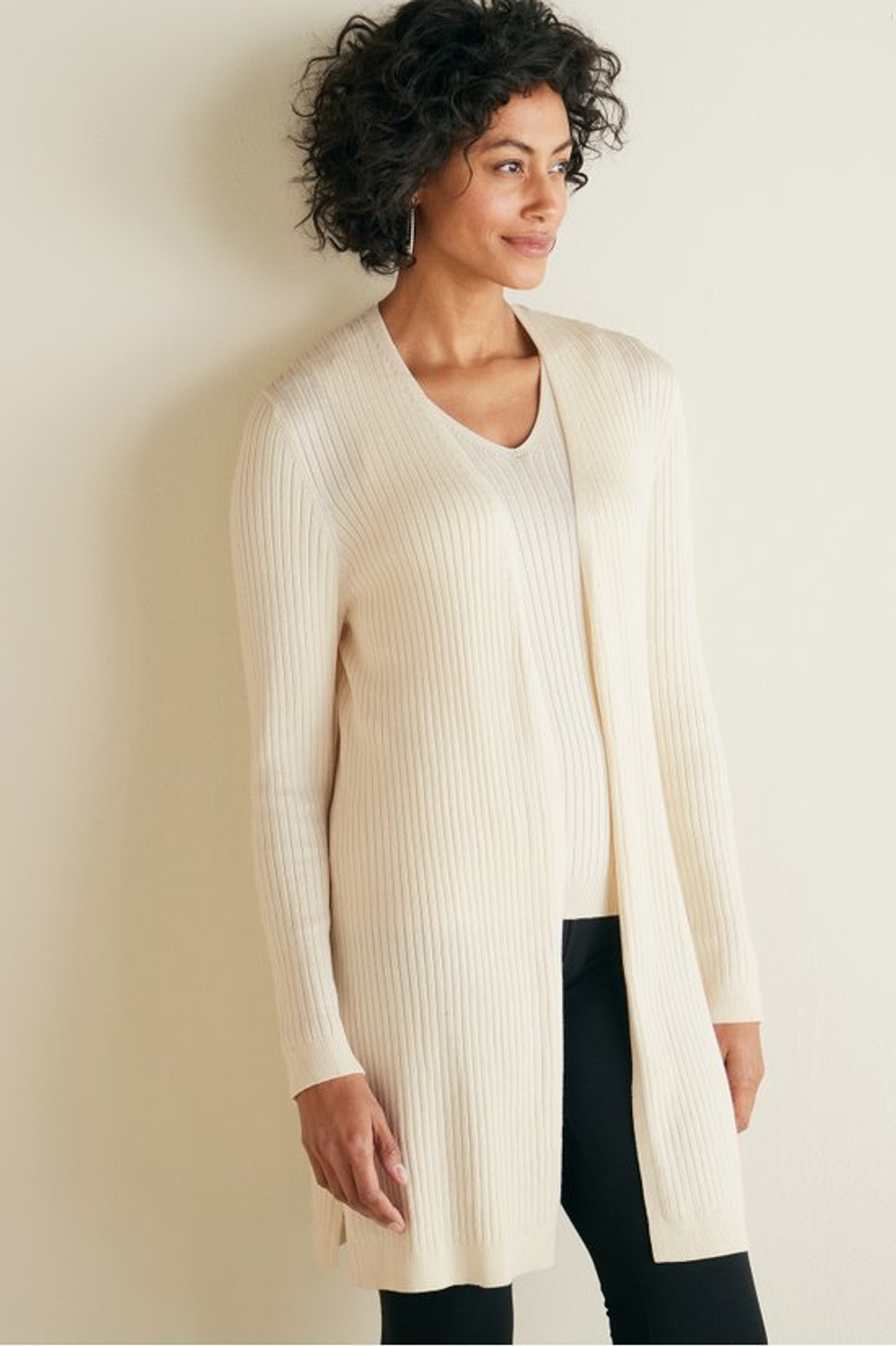 SoftEssential™ Ribbed Long Cardi - Soft Surroundings Outlet