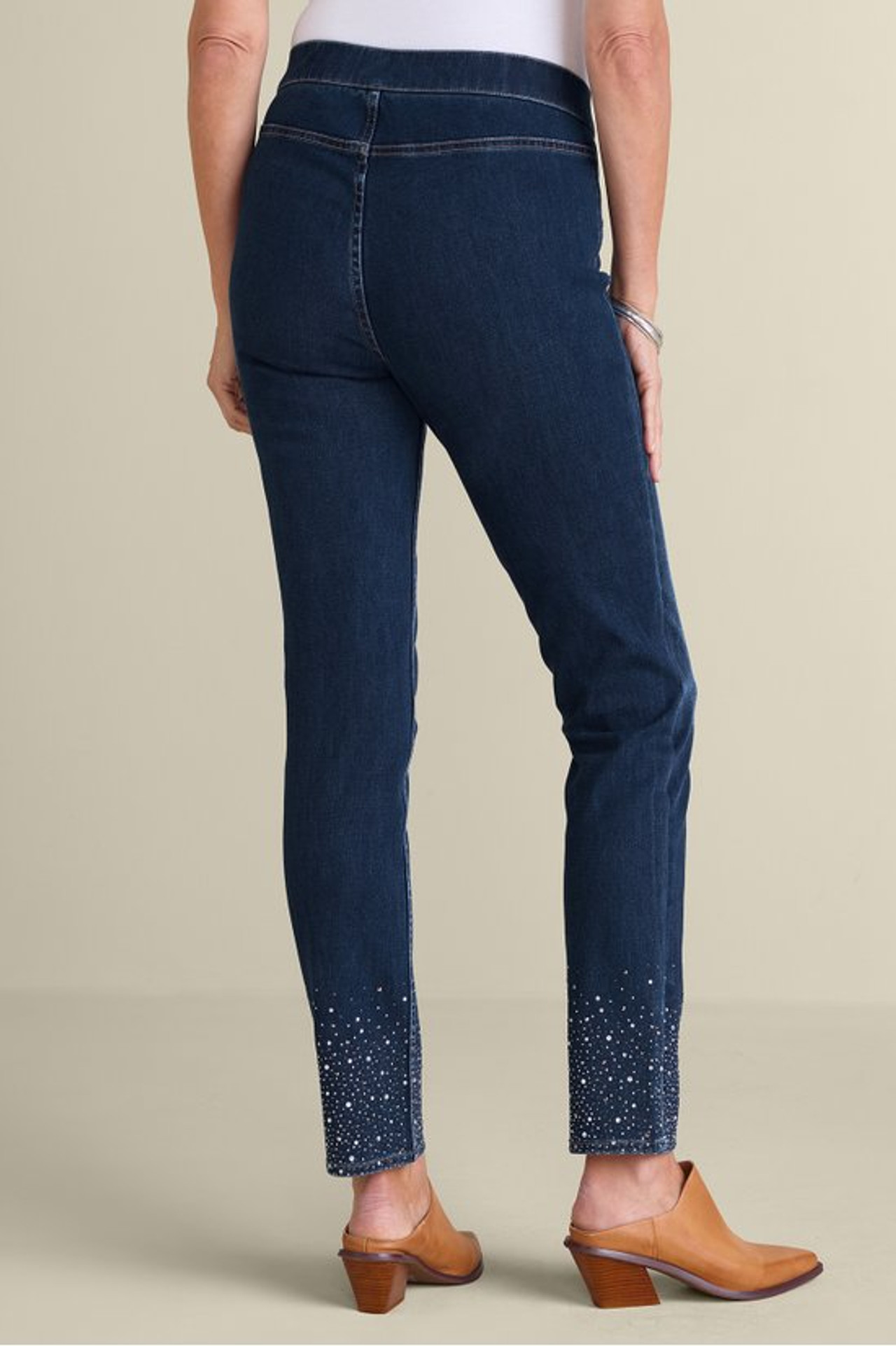 Ultimate Denim Crystal Pull-On Slim Leg Jeans - Soft Surroundings Outlet