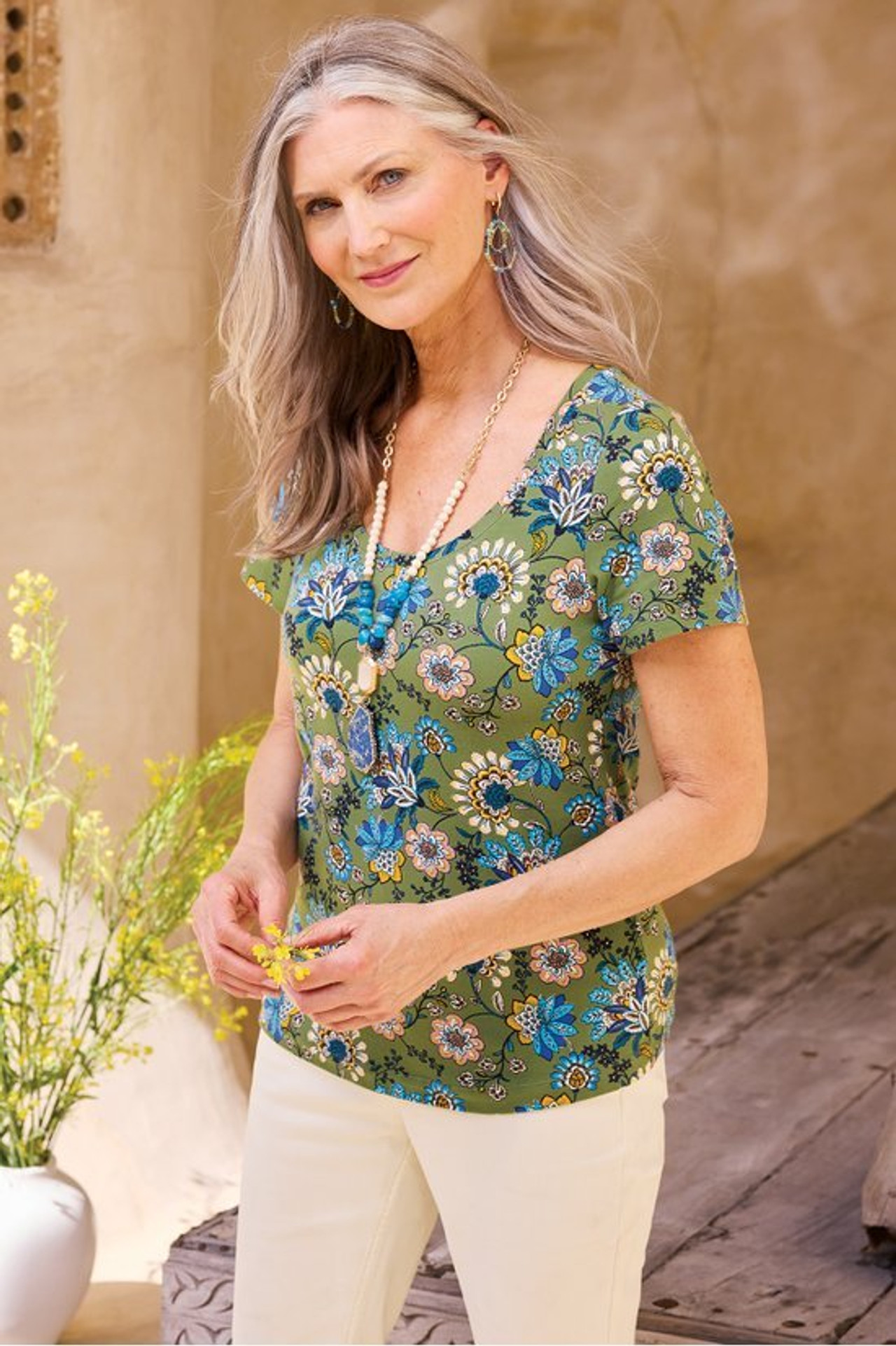 SoftEssential™ Supima® Short Sleeve Tee - Soft Surroundings Outlet