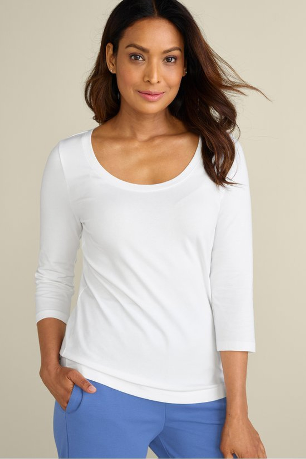 SoftEssential™ Supima® 3/4 Sleeve Tee I - Soft Surroundings Outlet