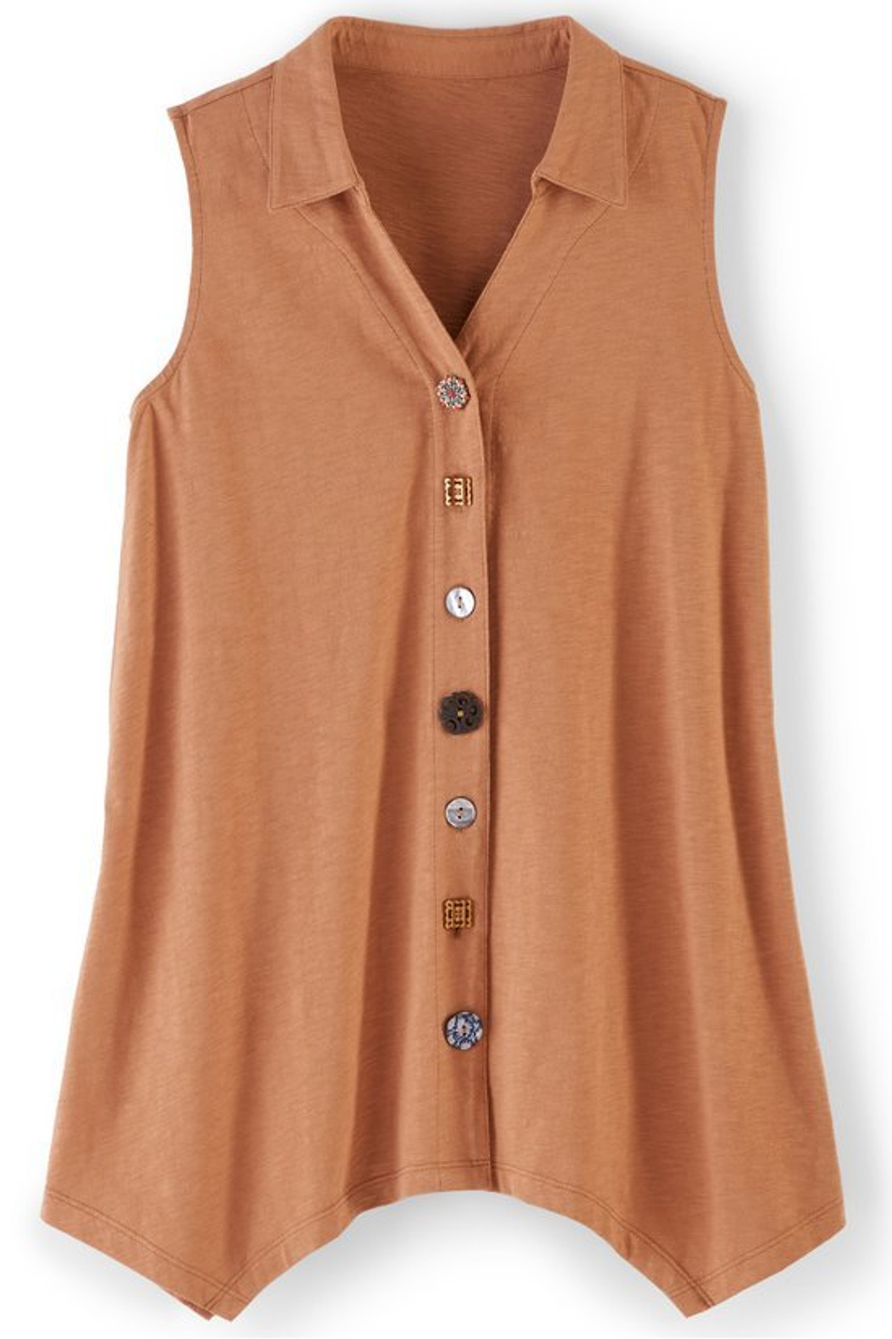 Danielle Button Sleeveless Tunic - Soft Surroundings Outlet