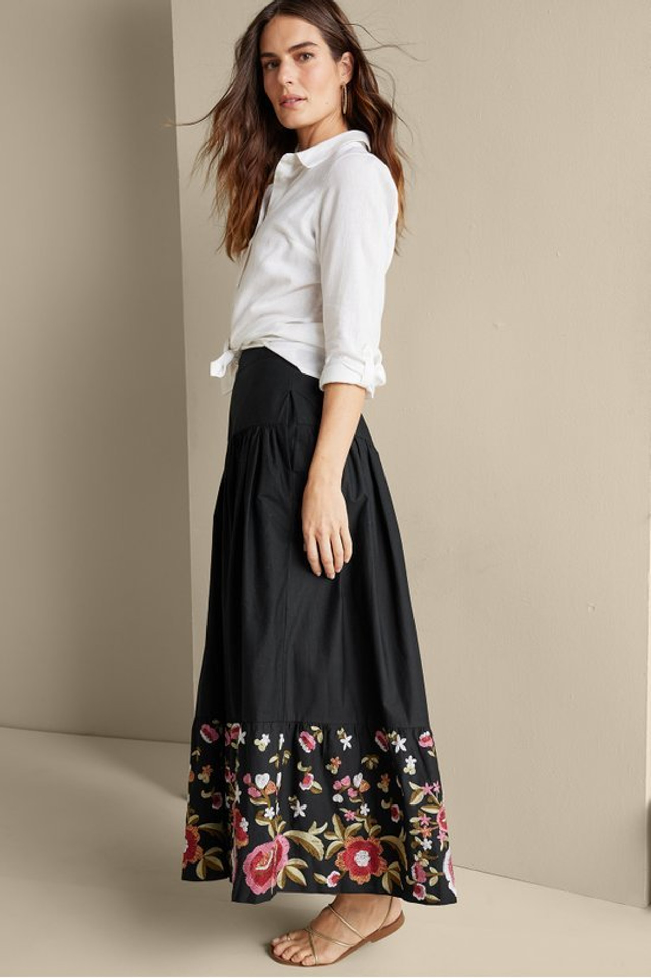 Cindi Embroidered Maxi Skirt - Soft Surroundings Outlet