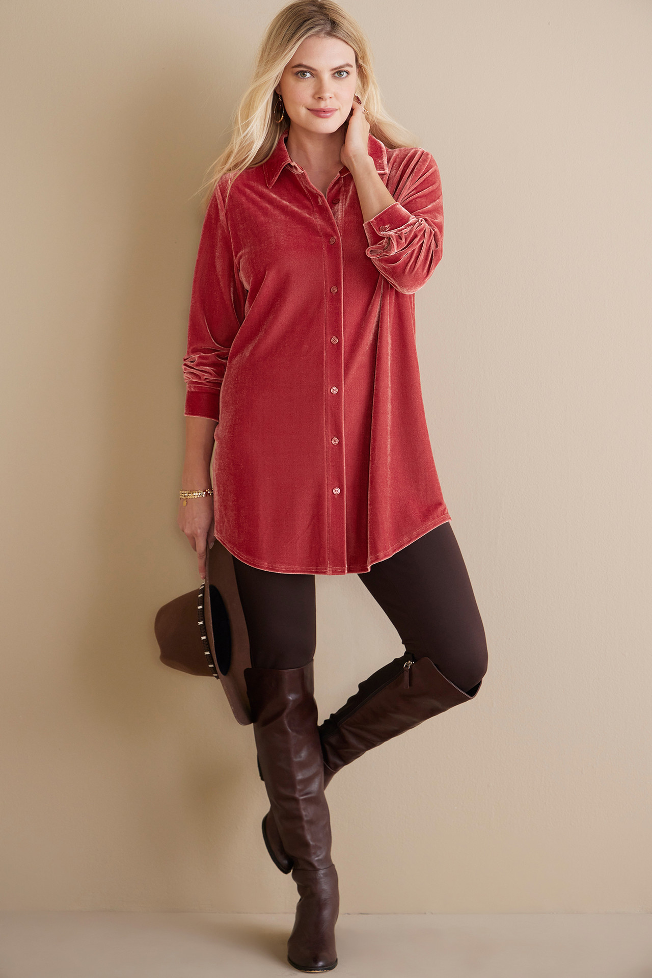 Velvet Boyfriend Tunic Shirt - Soft Surroundings Outlet